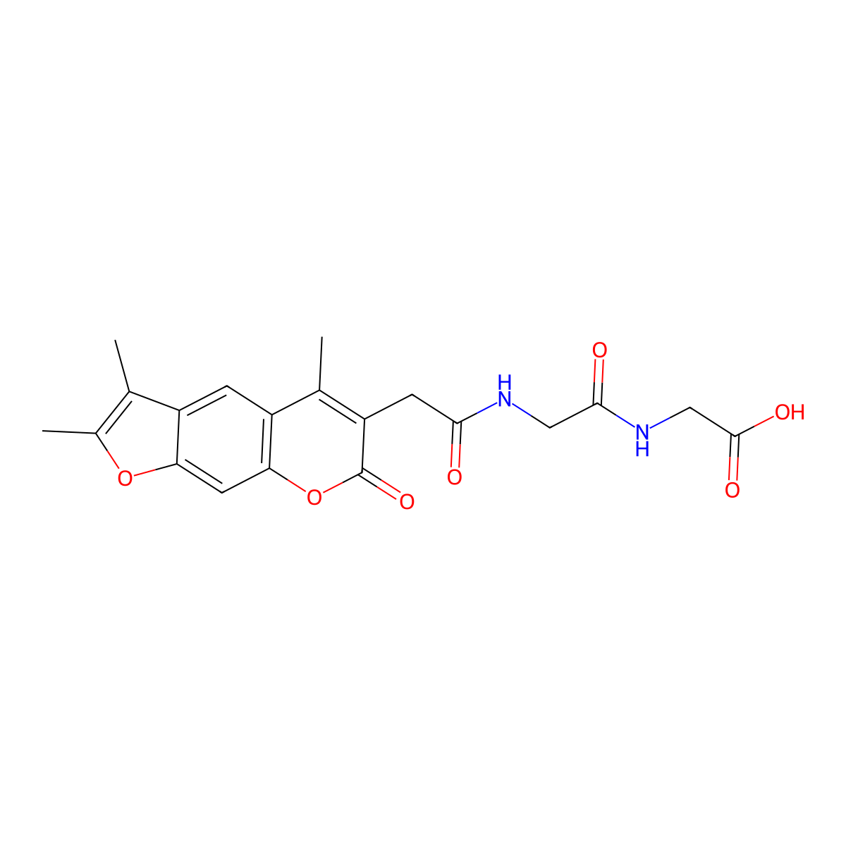 N-[(2,3,5-trimethyl-7-oxo-7H-furo[3,2-g]chromen-6-yl)acetyl]glycylglycine molecular structure, CAS 858755-95-0