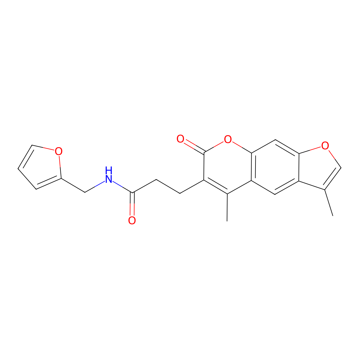 3-(3,5-dimethyl-7-oxo-7H-furo[3,2-g]chromen-6-yl)-N-(2-furylmethyl)propanamide molecular structure, CAS 858755-98-3