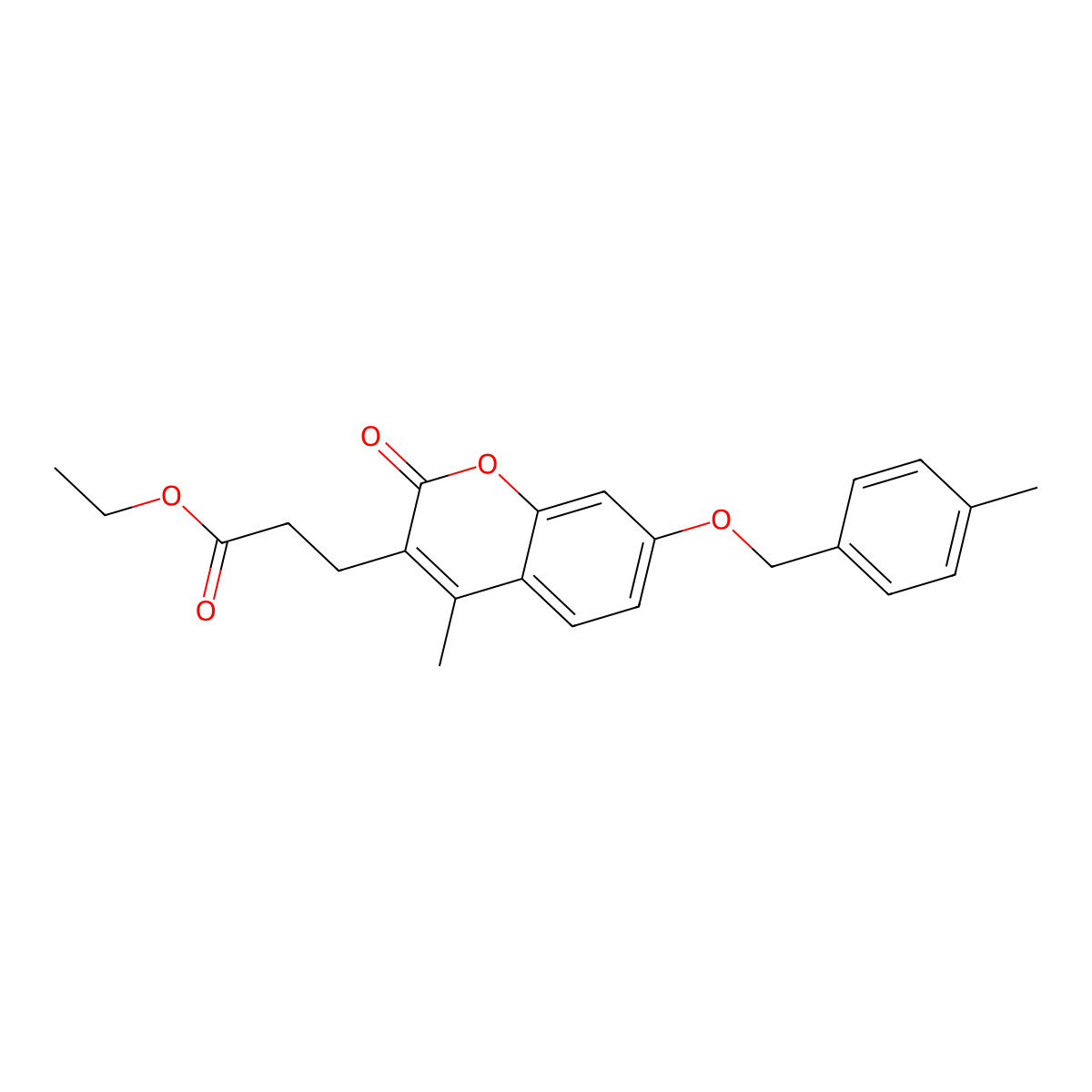 ethyl 3-{4-methyl-7-[(4-methylbenzyl)oxy]-2-oxo-2H-chromen-3-yl}propanoate molecular structure, CAS 858756-07-7