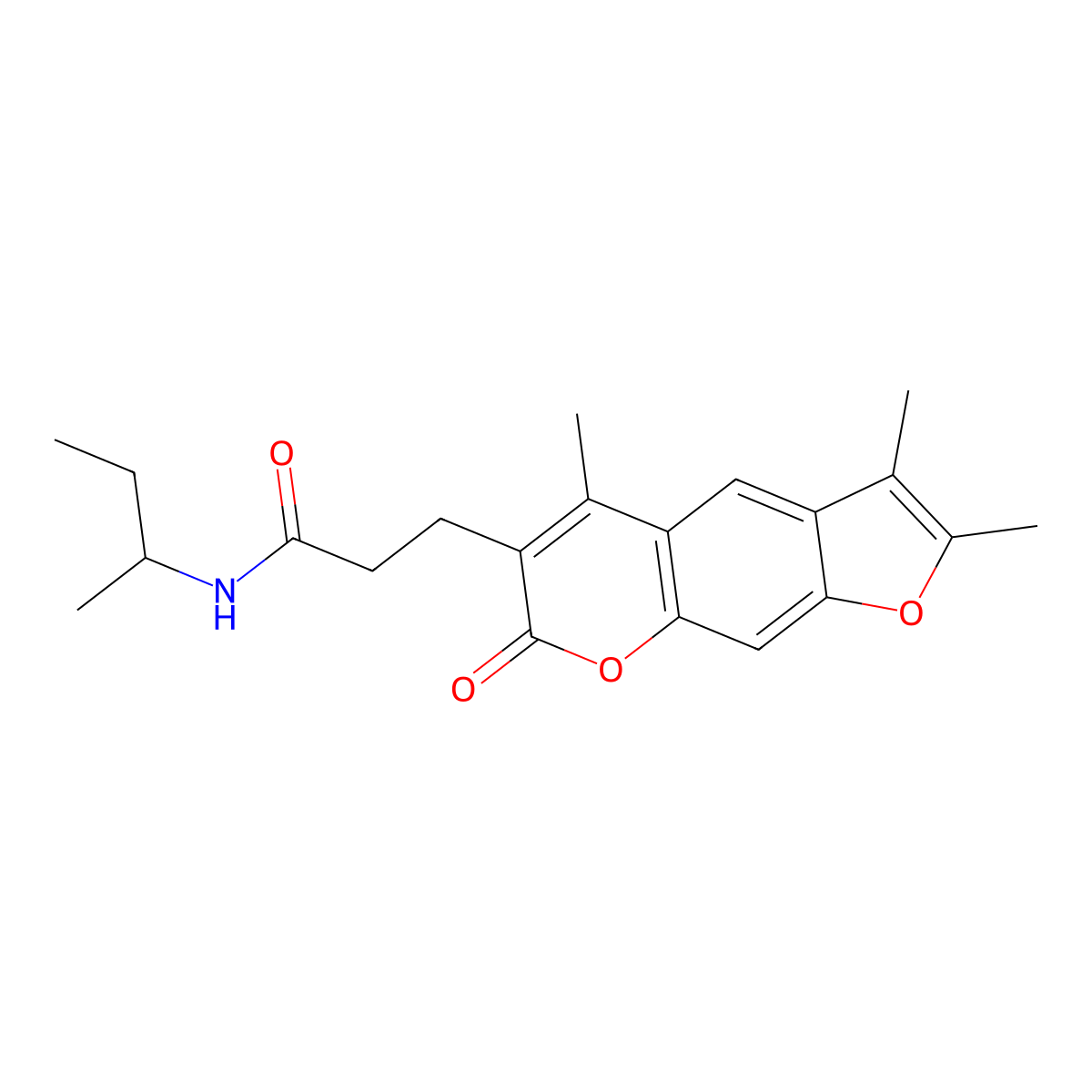 N-(sec-butyl)-3-(2,3,5-trimethyl-7-oxo-7H-furo[3,2-g]chromen-6-yl)propanamide molecular structure, CAS 858756-13-5