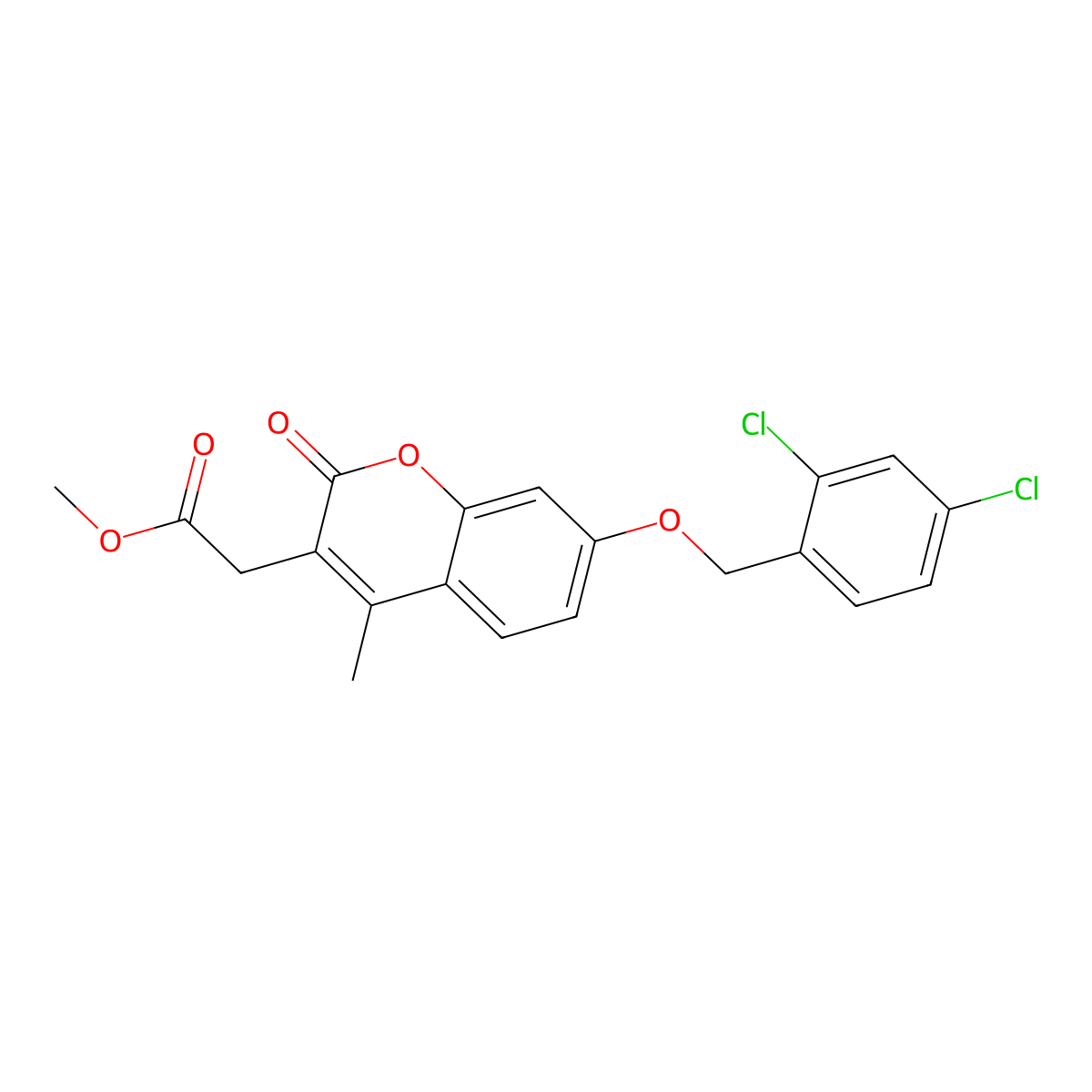 methyl {7-[(2,4-dichlorobenzyl)oxy]-4-methyl-2-oxo-2H-chromen-3-yl}acetate molecular structure, CAS 858756-49-7