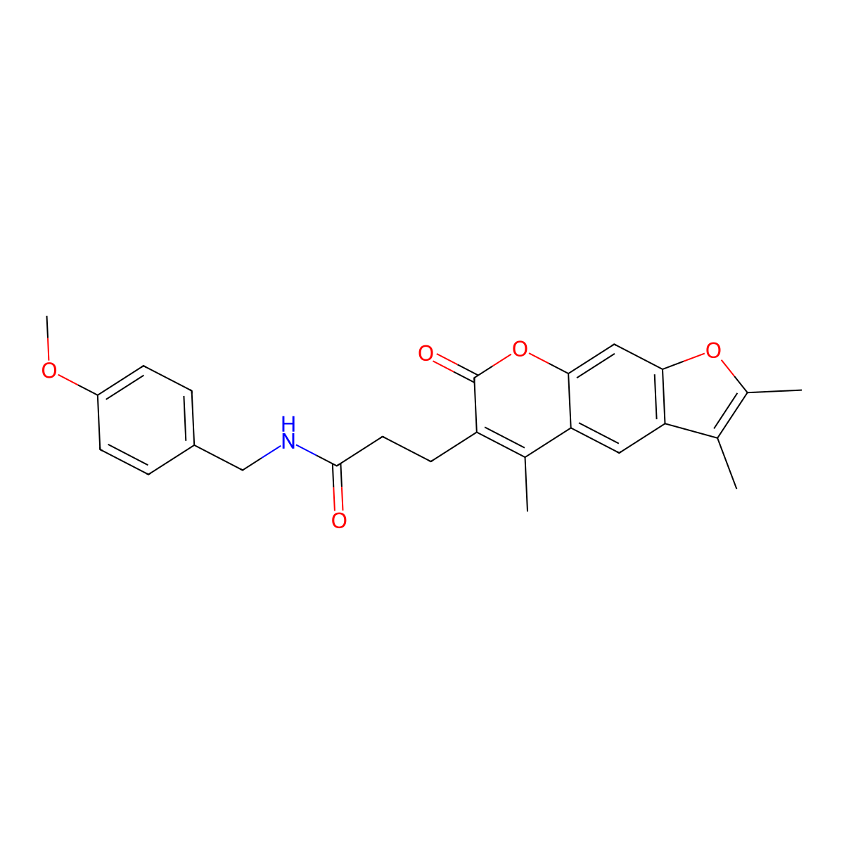 N-(4-methoxybenzyl)-3-(2,3,5-trimethyl-7-oxo-7H-furo[3,2-g]chromen-6-yl)propanamide molecular structure, CAS 858756-50-0