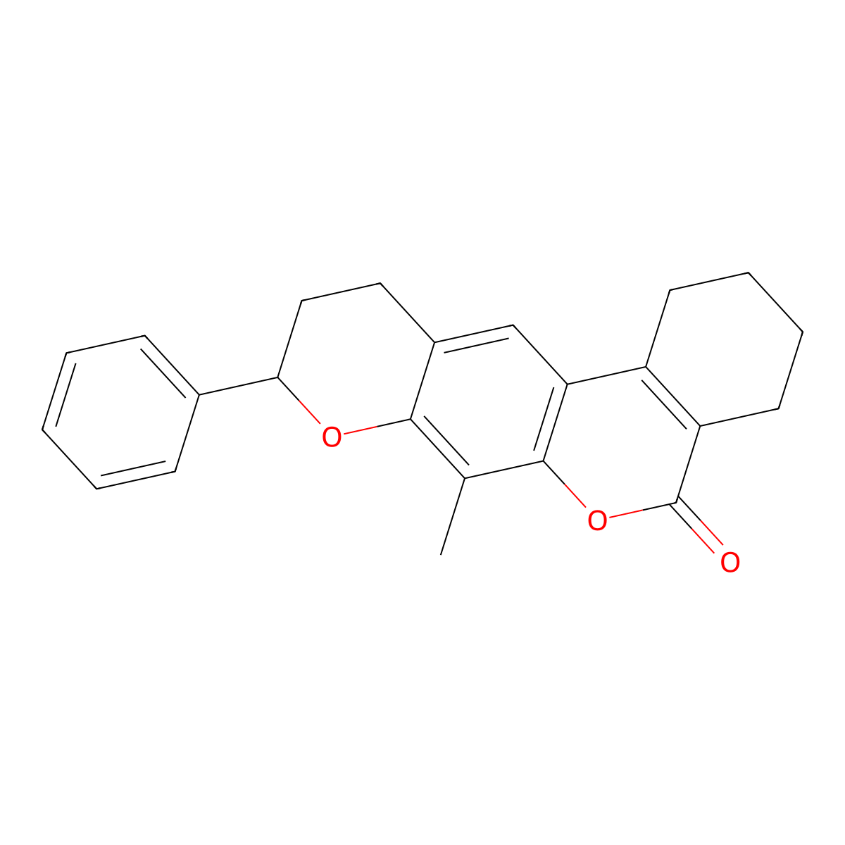 7-methyl-9-phenyl-1,2,3,4,10,11-hexahydro-5H,9H-benzo[c]pyrano[3,2-g]chromen-5-one molecular structure, CAS 858756-56-6