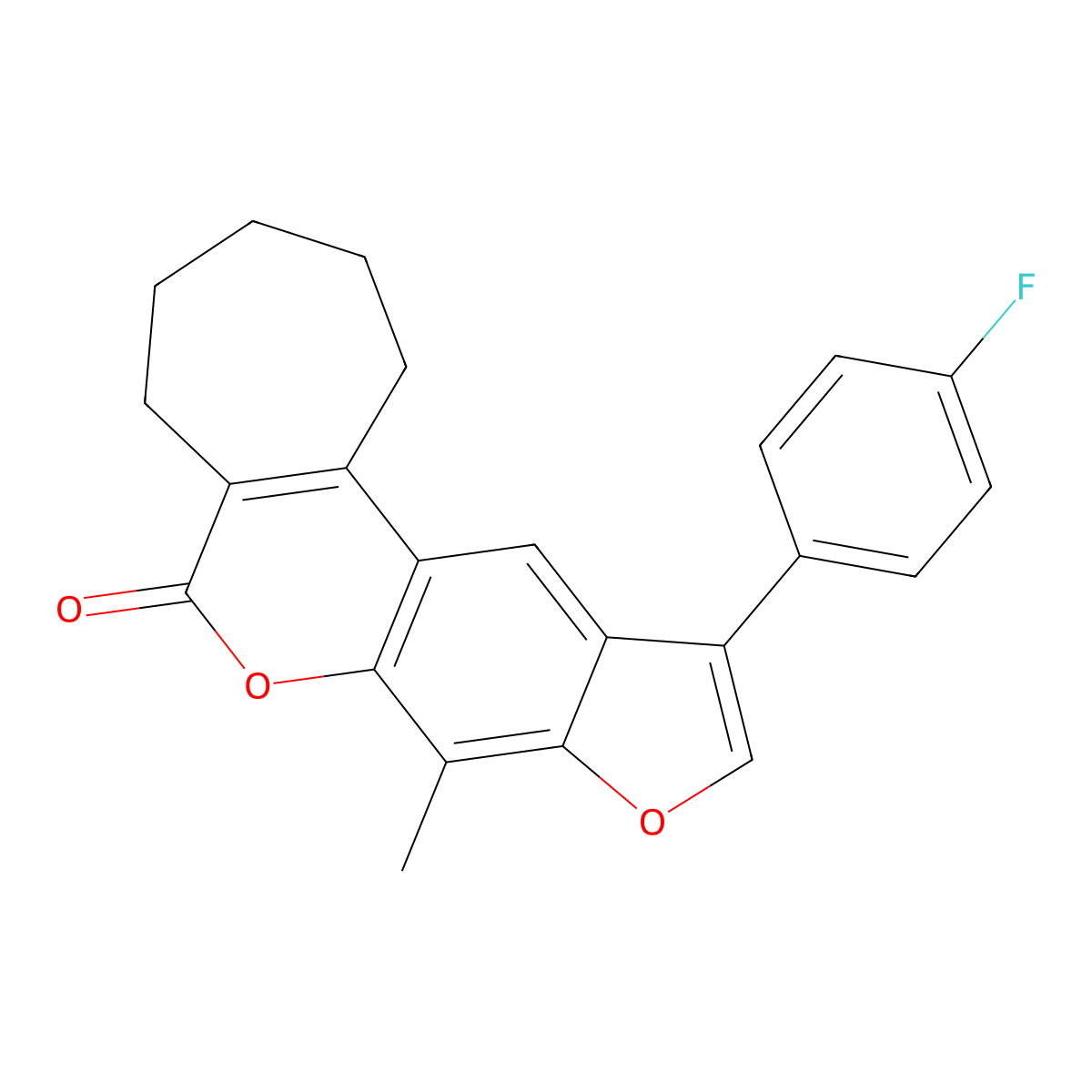 11-(4-fluorophenyl)-8-methyl-2,3,4,5-tetrahydrocyclohepta[c]furo[3,2-g]chromen-6(1H)-one molecular structure, CAS 858756-58-8