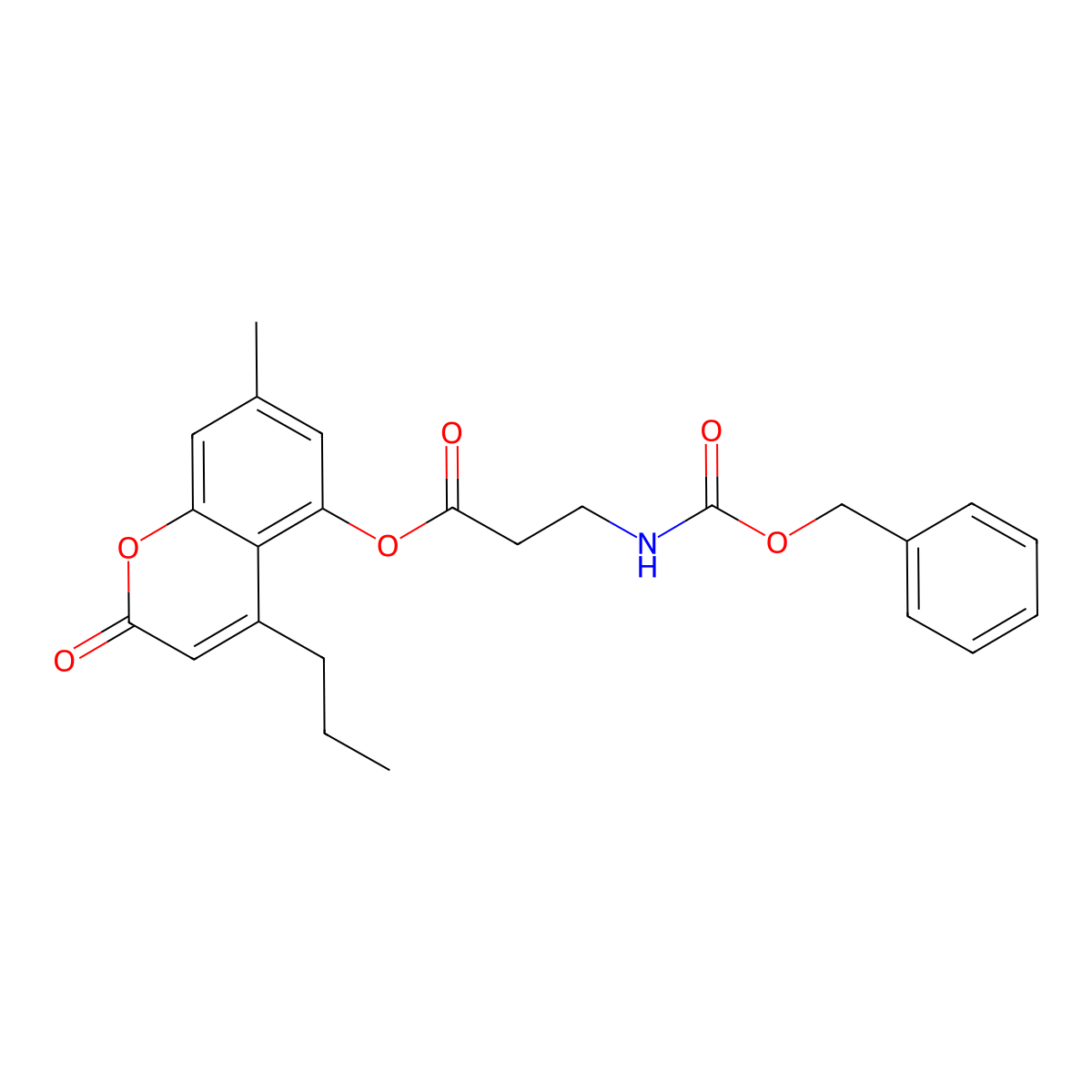 7-methyl-2-oxo-4-propyl-2H-chromen-5-yl N-[(benzyloxy)carbonyl]-beta-alaninate molecular structure, CAS 858756-71-5