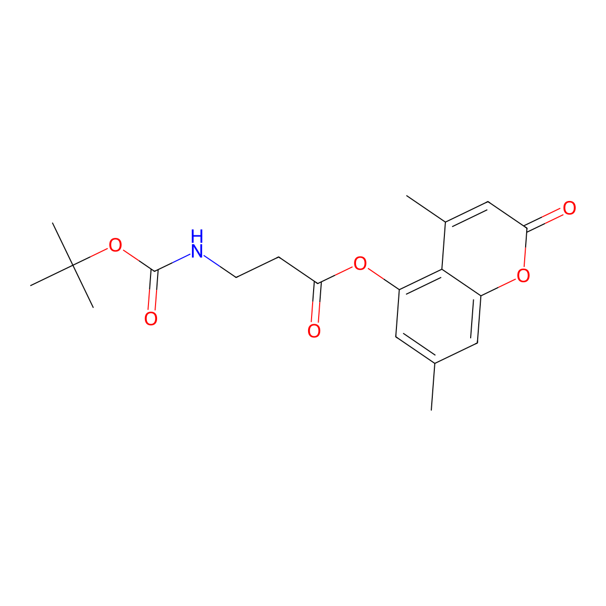 4,7-dimethyl-2-oxo-2H-chromen-5-yl N-(tert-butoxycarbonyl)-beta-alaninate molecular structure, CAS 858756-75-9
