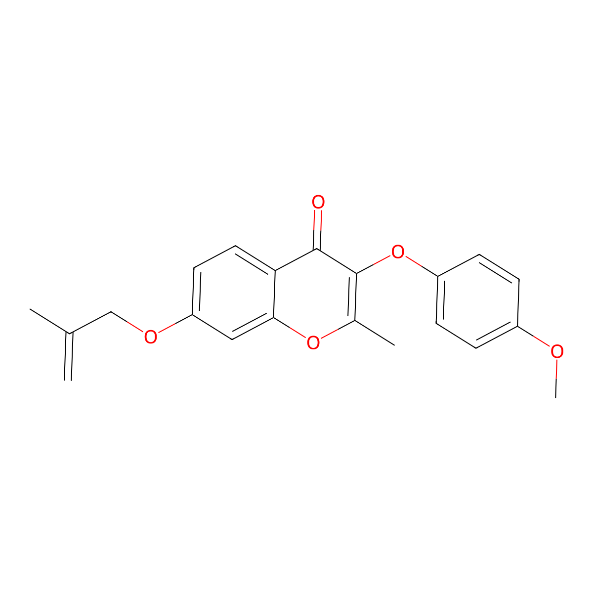 3-(4-methoxyphenoxy)-2-methyl-7-((2-methylallyl)oxy)-4H-chromen-4-one molecular structure, CAS 858756-76-0