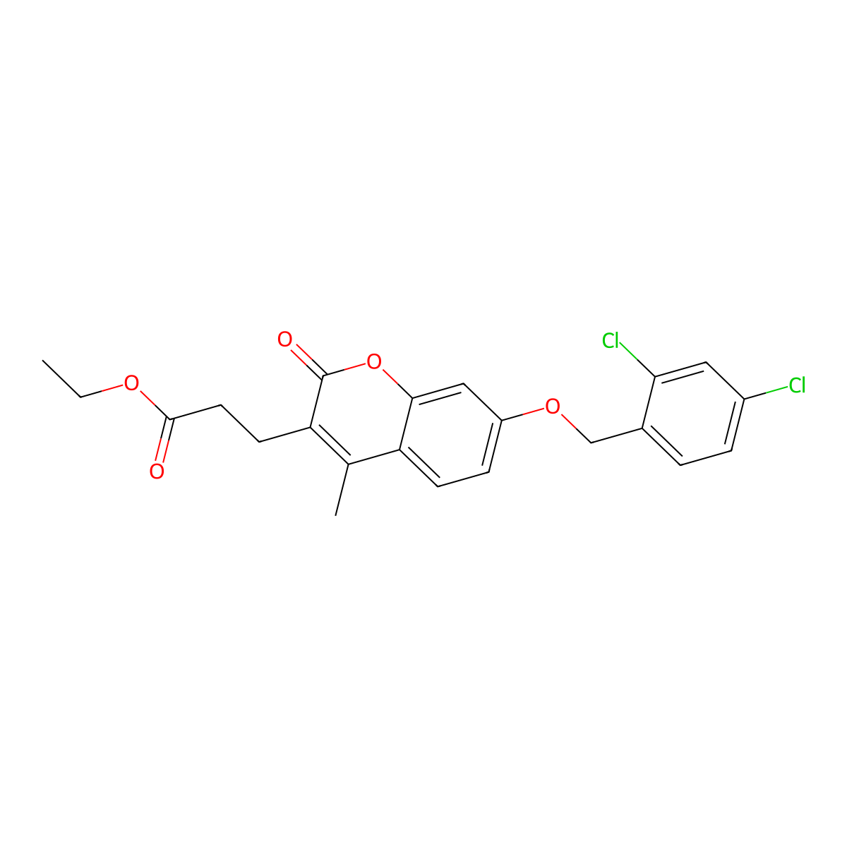 ethyl 3-{7-[(2,4-dichlorobenzyl)oxy]-4-methyl-2-oxo-2H-chromen-3-yl}propanoate molecular structure, CAS 858756-77-1