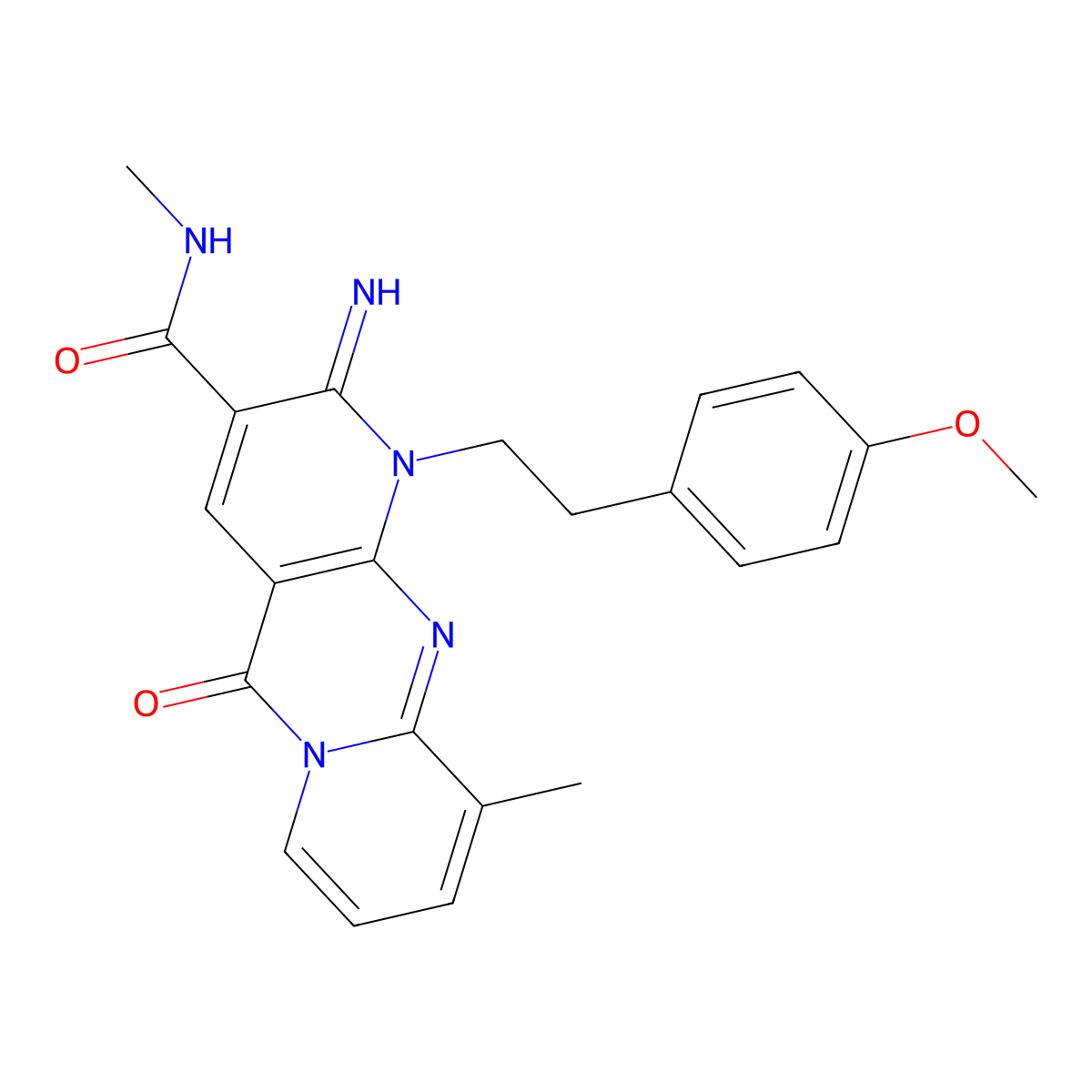 2-imino-1-[2-(4-methoxyphenyl)ethyl]-N,10-dimethyl-5-oxo-1,5-dihydro-2H-dipyrido[1,2-a:2',3'-d]pyrimidine-3-carboxamide molecular structure, CAS 858756-83-9