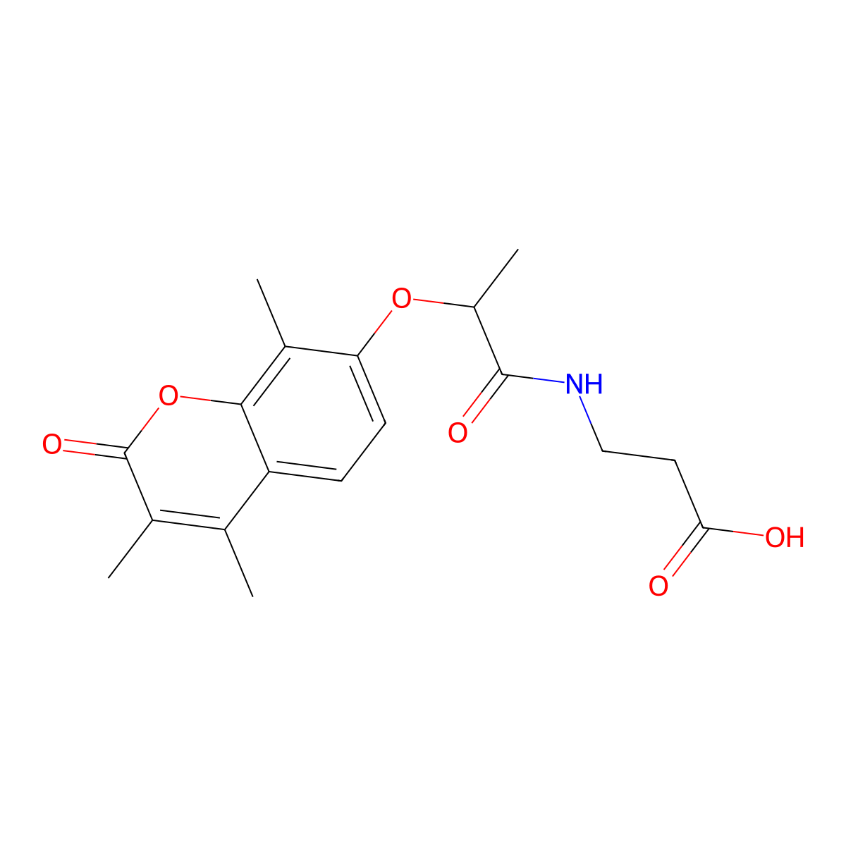 N-{2-[(3,4,8-trimethyl-2-oxo-2H-chromen-7-yl)oxy]propanoyl}-beta-alanine molecular structure, CAS 858756-88-4