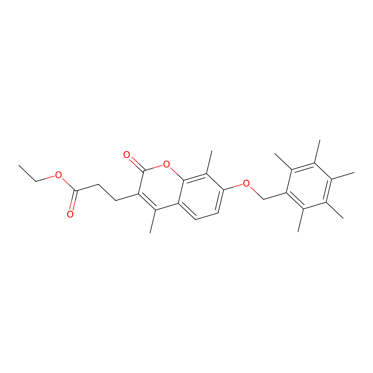 ethyl 3-{4,8-dimethyl-2-oxo-7-[(pentamethylbenzyl)oxy]-2H-chromen-3-yl}propanoate molecular structure, CAS 858756-89-5