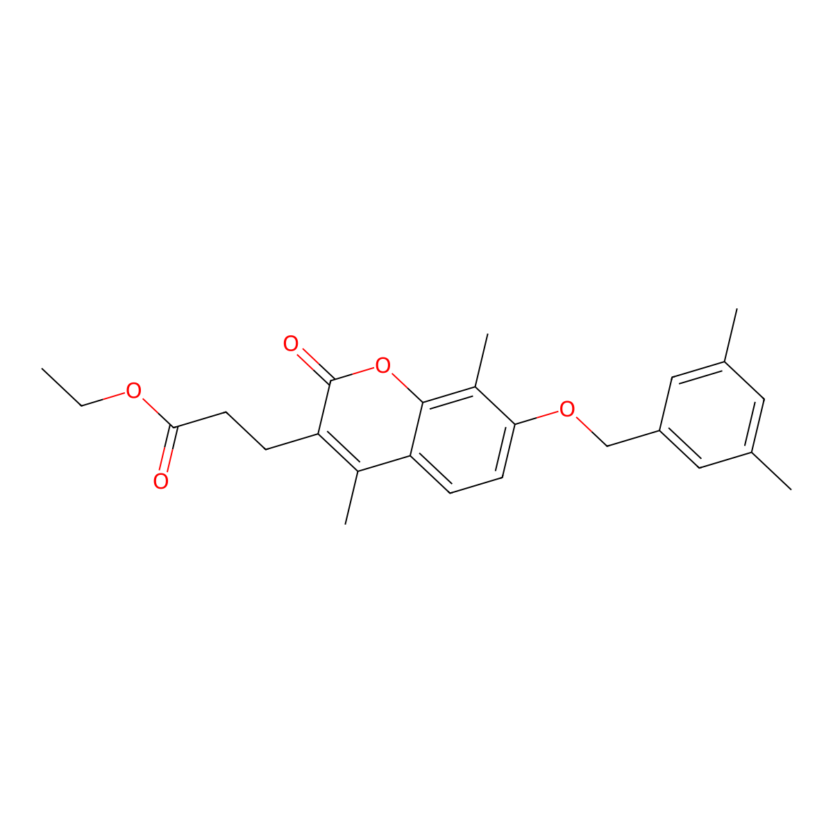 ethyl 3-{7-[(3,5-dimethylbenzyl)oxy]-4,8-dimethyl-2-oxo-2H-chromen-3-yl}propanoate molecular structure, CAS 858756-91-9