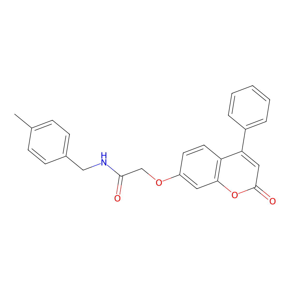 N-(4-methylbenzyl)-2-((2-oxo-4-phenyl-2H-chromen-7-yl)oxy)acetamide molecular structure, CAS 858756-93-1