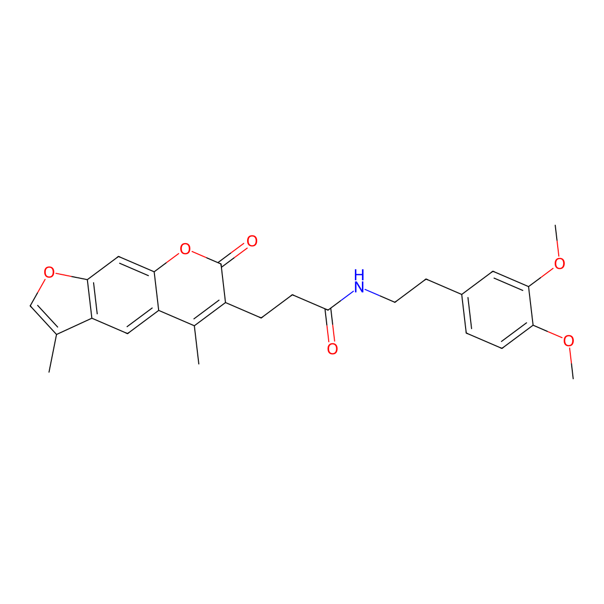 N-[2-(3,4-dimethoxyphenyl)ethyl]-3-(3,5-dimethyl-7-oxo-7H-furo[3,2-g]chromen-6-yl)propanamide molecular structure, CAS 858757-07-0