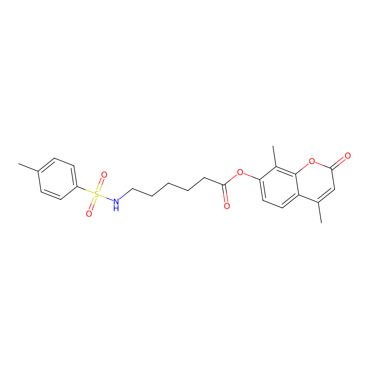4,8-dimethyl-2-oxo-2H-chromen-7-yl 6-{[(4-methylphenyl)sulfonyl]amino}hexanoate molecular structure, CAS 858757-22-9