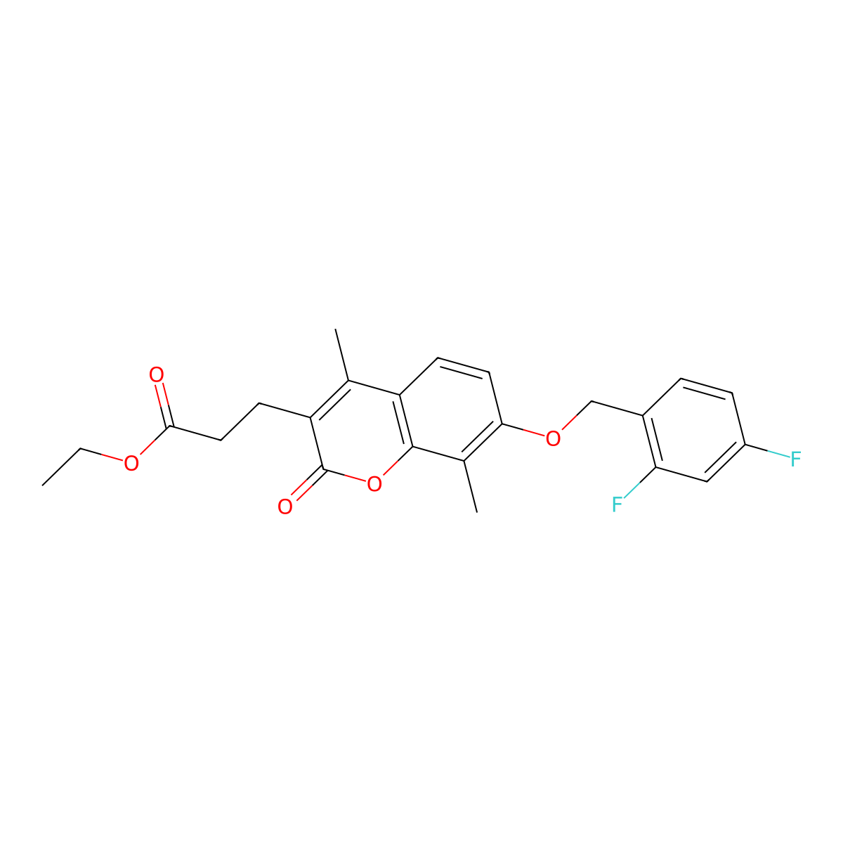 ethyl 3-{7-[(2,4-difluorobenzyl)oxy]-4,8-dimethyl-2-oxo-2H-chromen-3-yl}propanoate molecular structure, CAS 858757-27-4