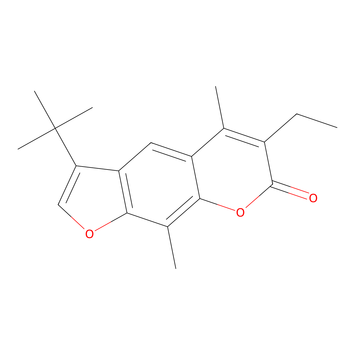 3-tert-butyl-6-ethyl-5,9-dimethyl-7H-furo[3,2-g]chromen-7-one molecular structure, CAS 858757-30-9