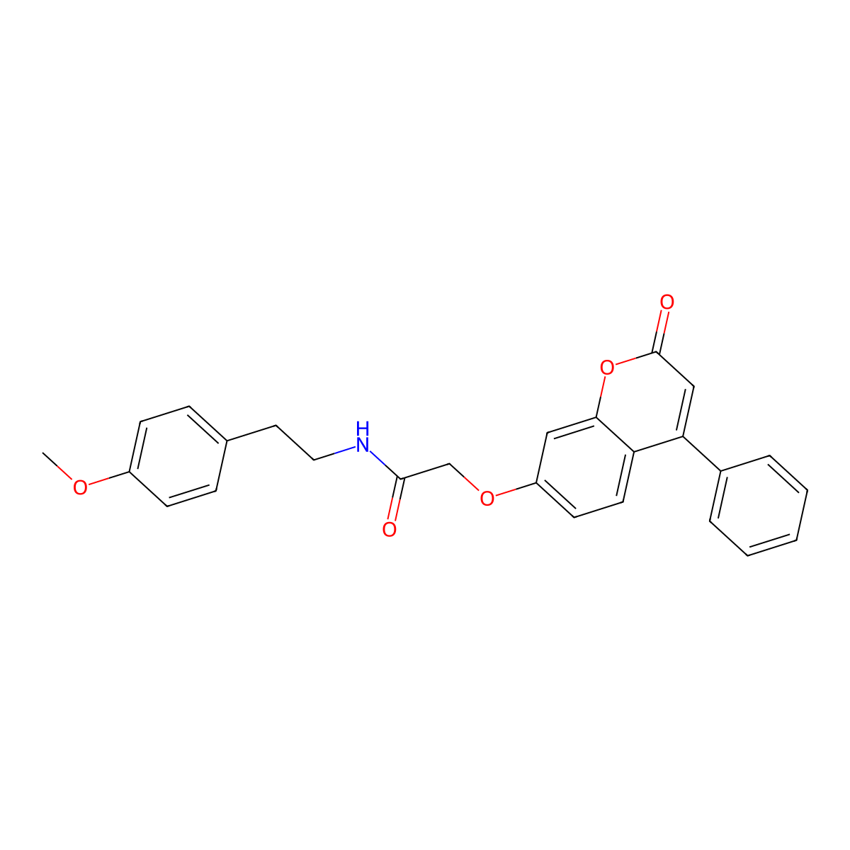 N-(4-methoxyphenethyl)-2-((2-oxo-4-phenyl-2H-chromen-7-yl)oxy)acetamide molecular structure, CAS 858757-32-1