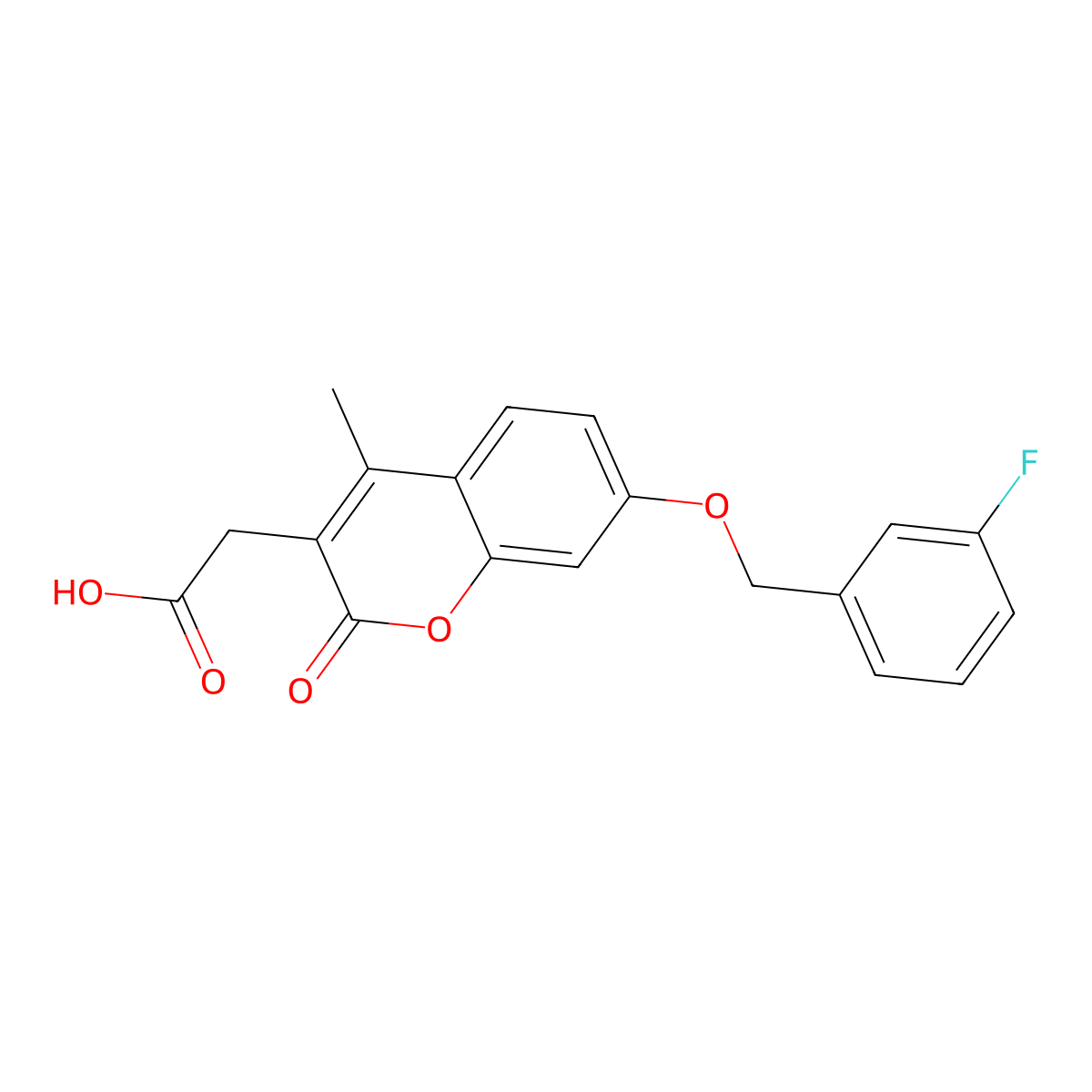 {7-[(3-fluorobenzyl)oxy]-4-methyl-2-oxo-2H-chromen-3-yl}acetic acid molecular structure, CAS 858757-47-8