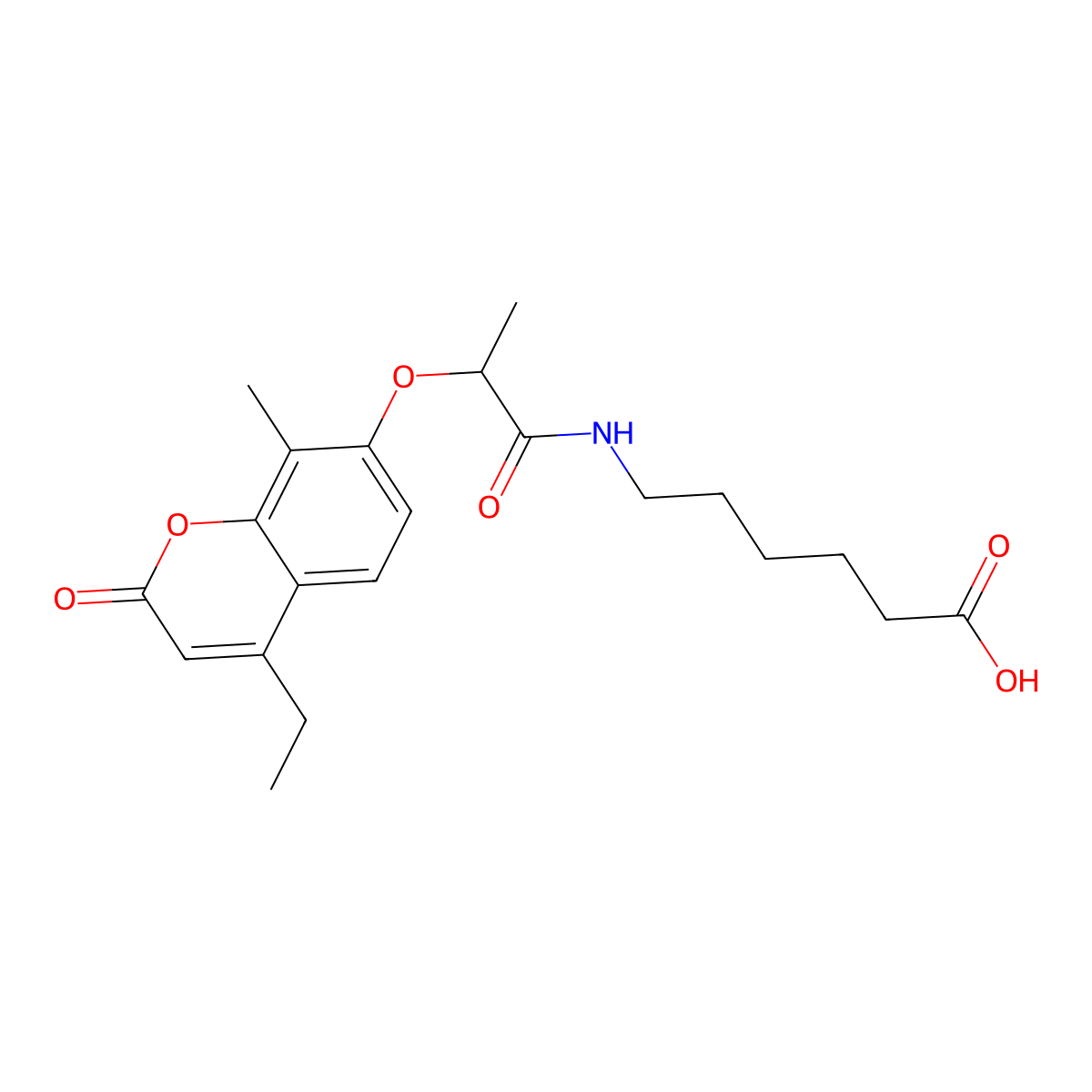 6-({2-[(4-ethyl-8-methyl-2-oxo-2H-chromen-7-yl)oxy]propanoyl}amino)hexanoic acid molecular structure, CAS 858757-60-5