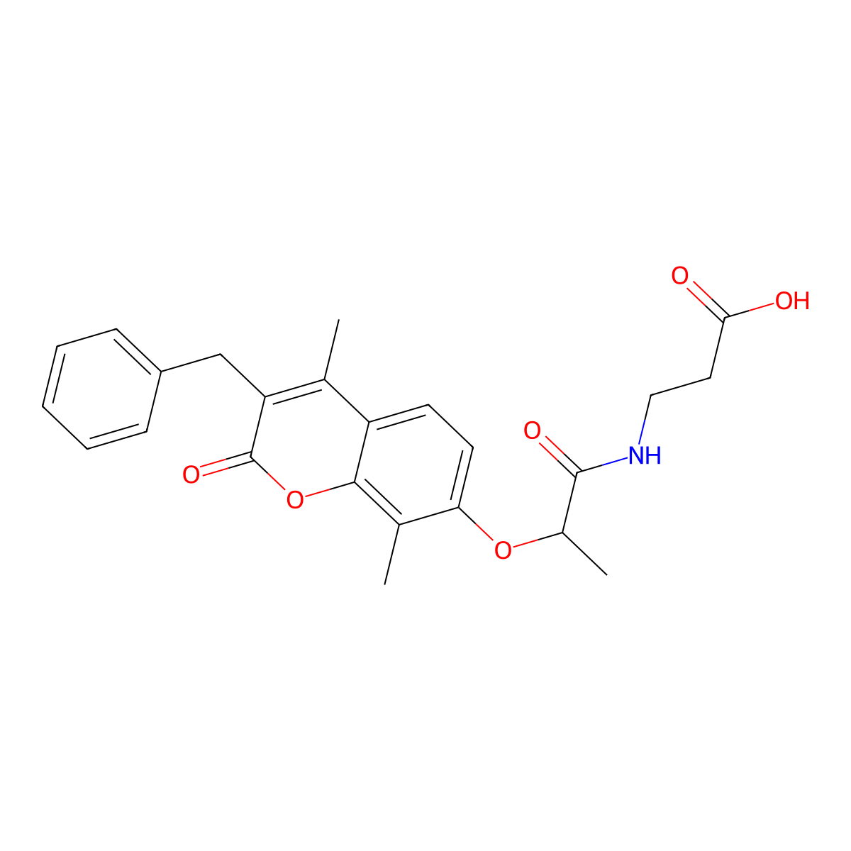 N-{2-[(3-benzyl-4,8-dimethyl-2-oxo-2H-chromen-7-yl)oxy]propanoyl}-beta-alanine molecular structure, CAS 858757-64-9