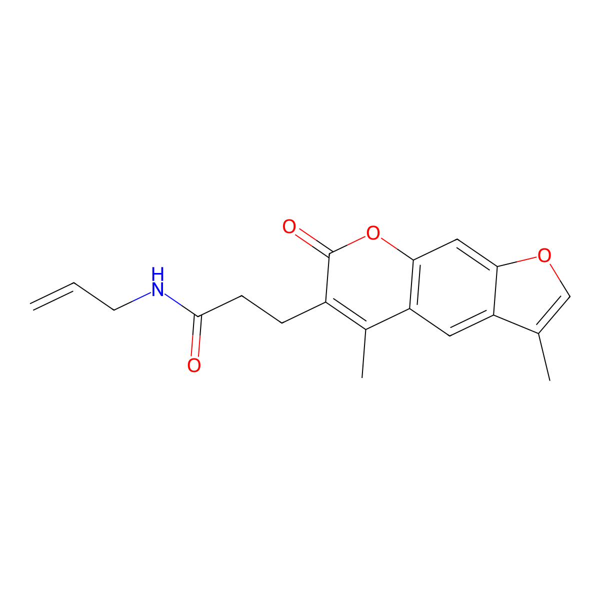 N-allyl-3-(3,5-dimethyl-7-oxo-7H-furo[3,2-g]chromen-6-yl)propanamide molecular structure, CAS 858758-03-9