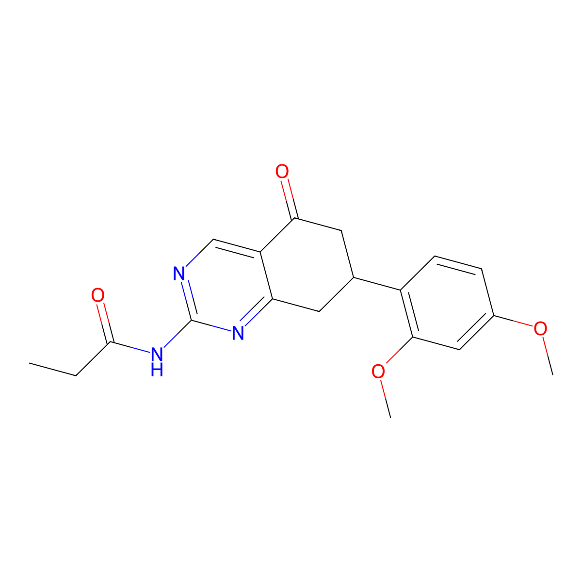 N-[7-(2,4-dimethoxyphenyl)-5-oxo-5,6,7,8-tetrahydroquinazolin-2-yl]propanamide molecular structure, CAS 858758-18-6