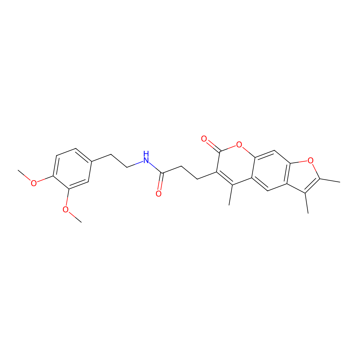 N-[2-(3,4-dimethoxyphenyl)ethyl]-3-(2,3,5-trimethyl-7-oxo-7H-furo[3,2-g]chromen-6-yl)propanamide molecular structure, CAS 858758-19-7