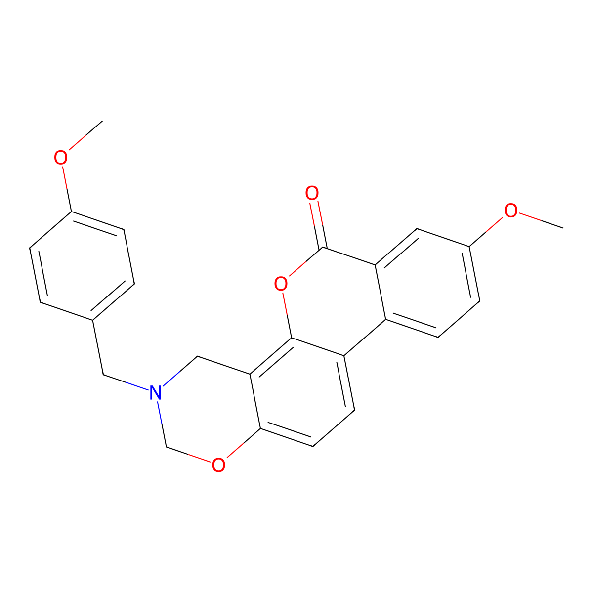 8-methoxy-3-(4-methoxybenzyl)-3,4-dihydro-2H,6H-benzo[3,4]chromeno[8,7-e][1,3]oxazin-6-one molecular structure, CAS 858758-21-1