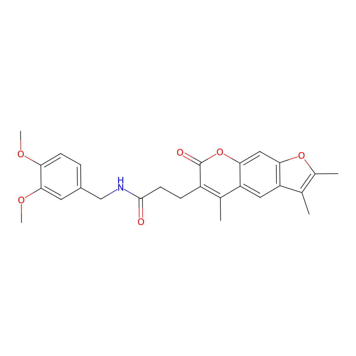 N-(3,4-dimethoxybenzyl)-3-(2,3,5-trimethyl-7-oxo-7H-furo[3,2-g]chromen-6-yl)propanamide molecular structure, CAS 858758-51-7