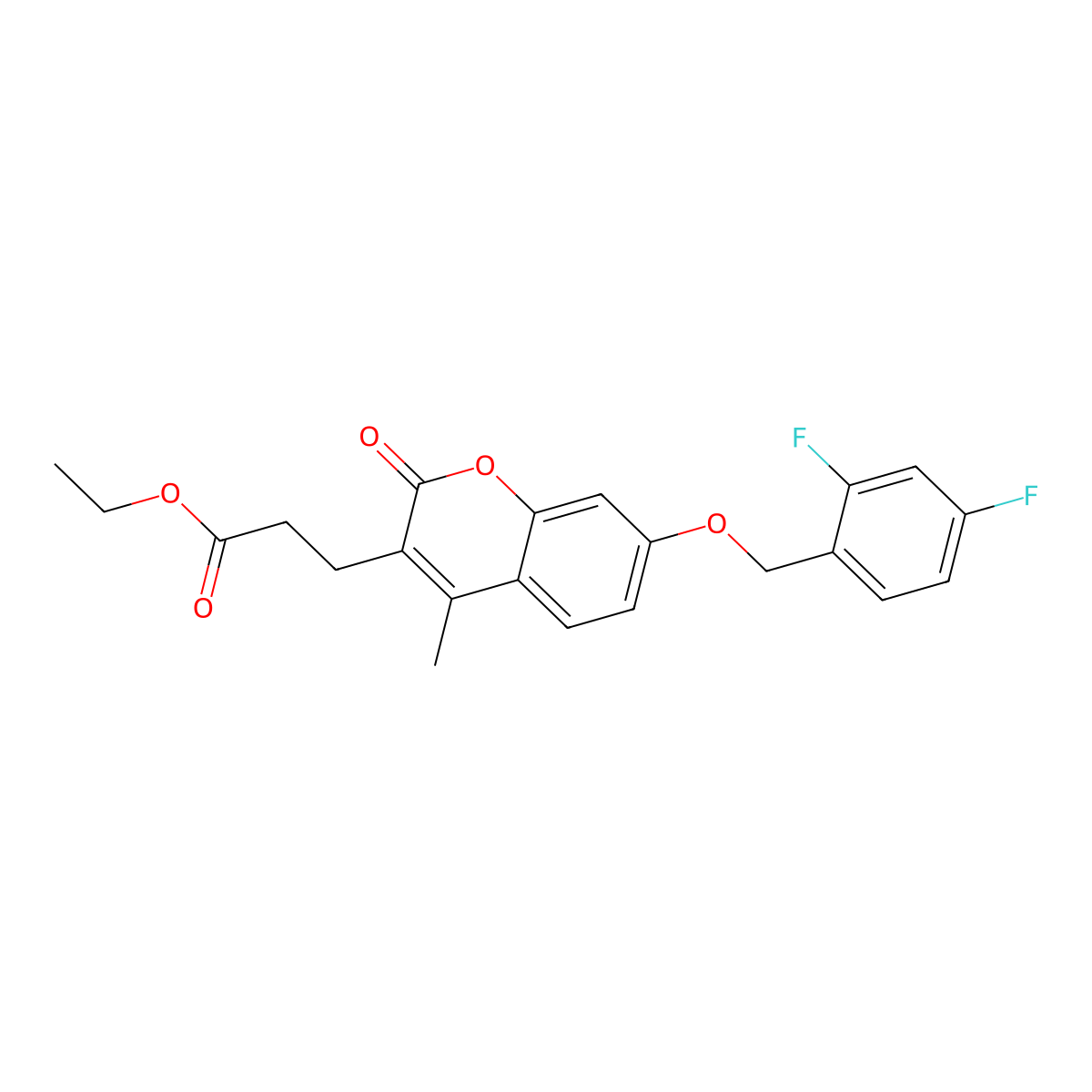 ethyl 3-{7-[(2,4-difluorobenzyl)oxy]-4-methyl-2-oxo-2H-chromen-3-yl}propanoate molecular structure, CAS 858758-63-1
