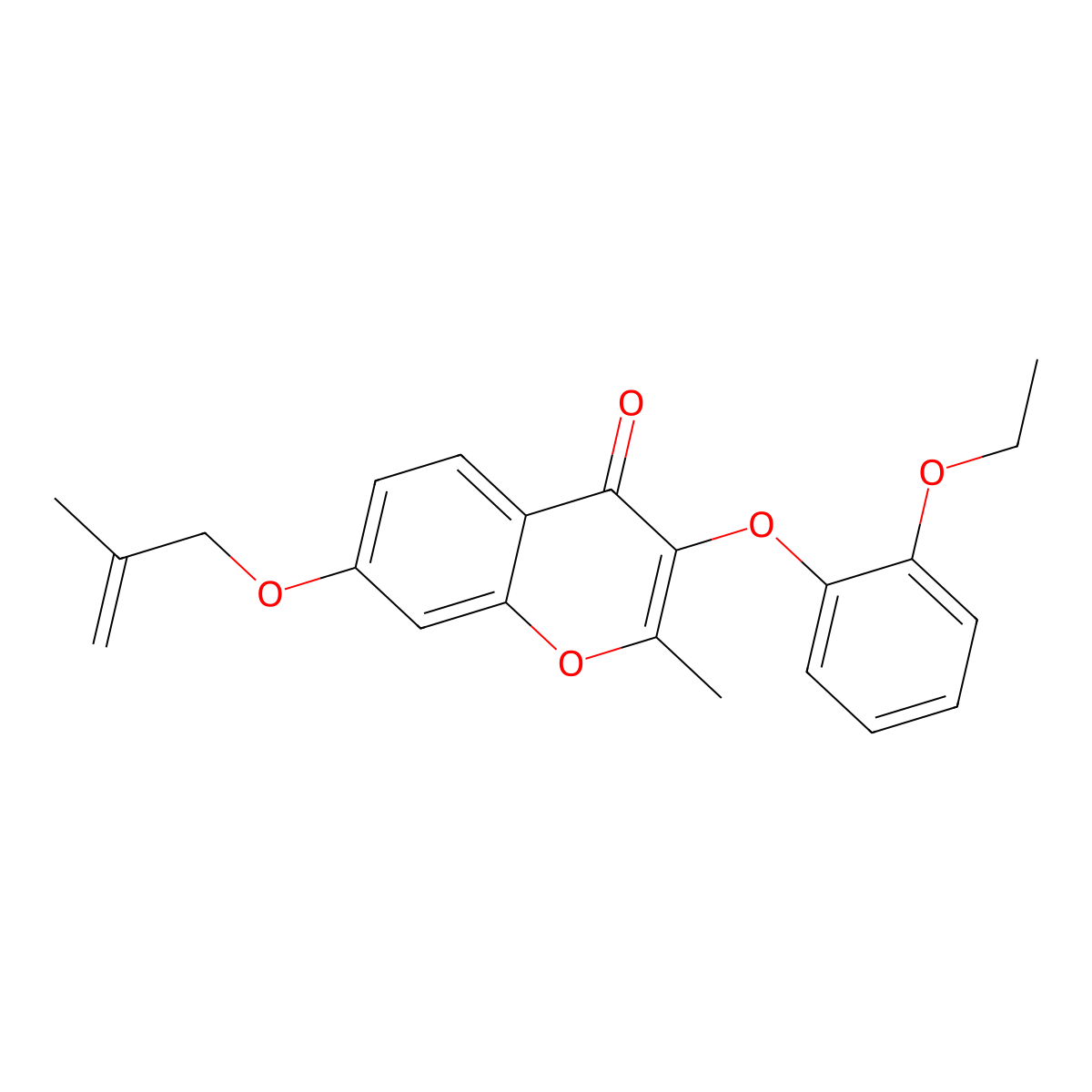 3-(2-ethoxyphenoxy)-2-methyl-7-((2-methylallyl)oxy)-4H-chromen-4-one molecular structure, CAS 858758-94-8