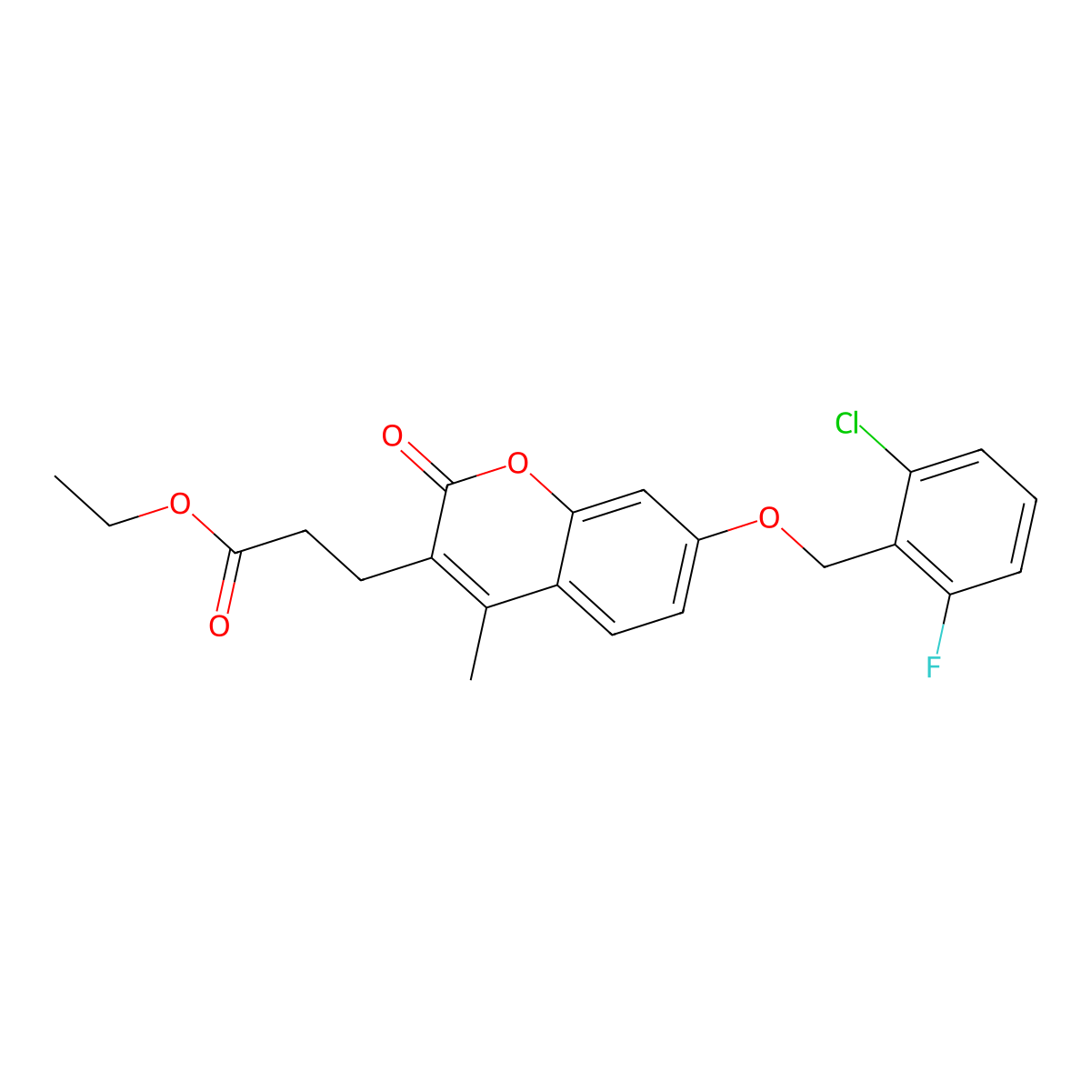 ethyl 3-{7-[(2-chloro-6-fluorobenzyl)oxy]-4-methyl-2-oxo-2H-chromen-3-yl}propanoate molecular structure, CAS 858758-95-9