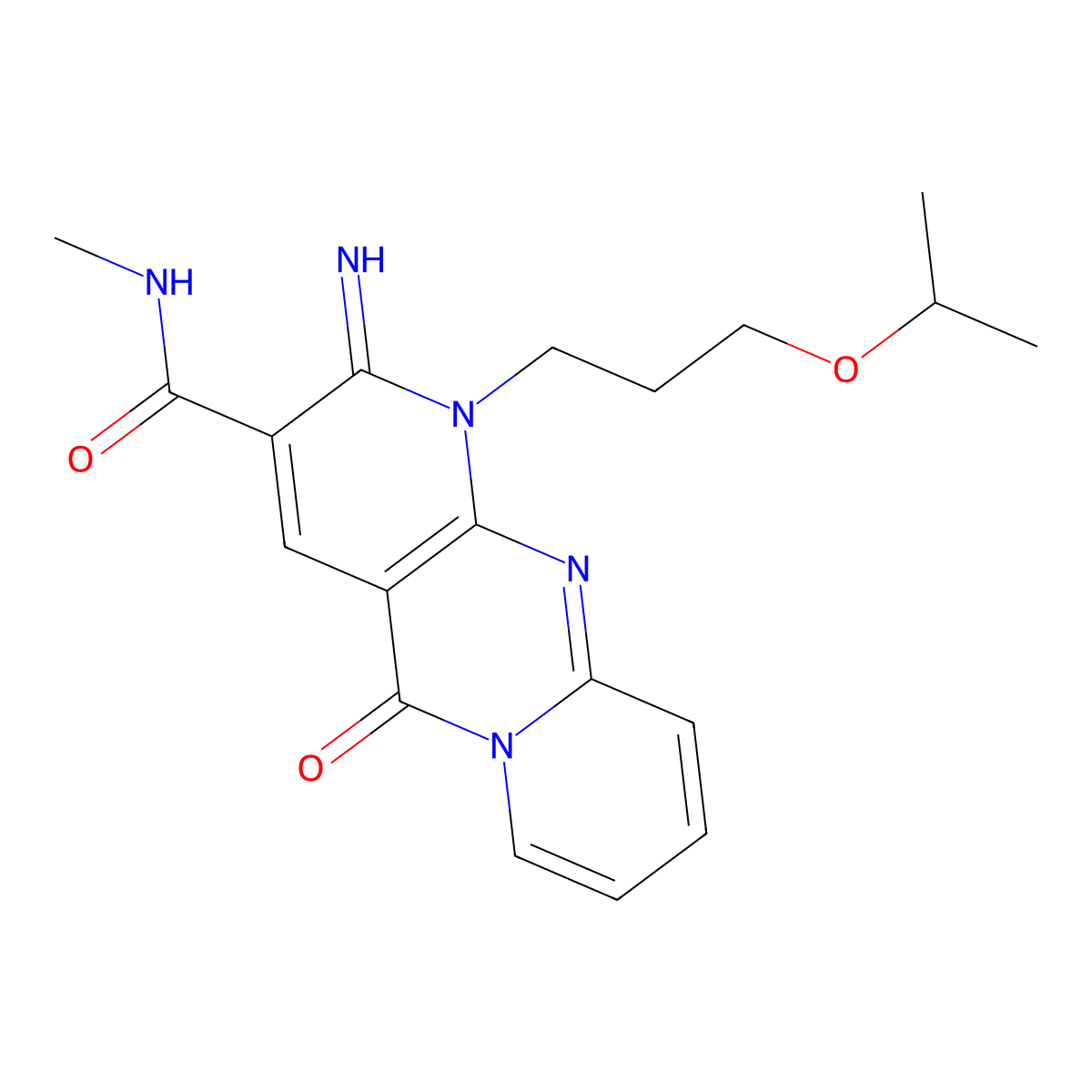 2-imino-1-(3-isopropoxypropyl)-N~3~-methyl-5-oxo-1,5-dihydro-2H-dipyrido[1,2-a:2,3-d]pyrimidine-3-carboxamide molecular structure, CAS 858759-27-0