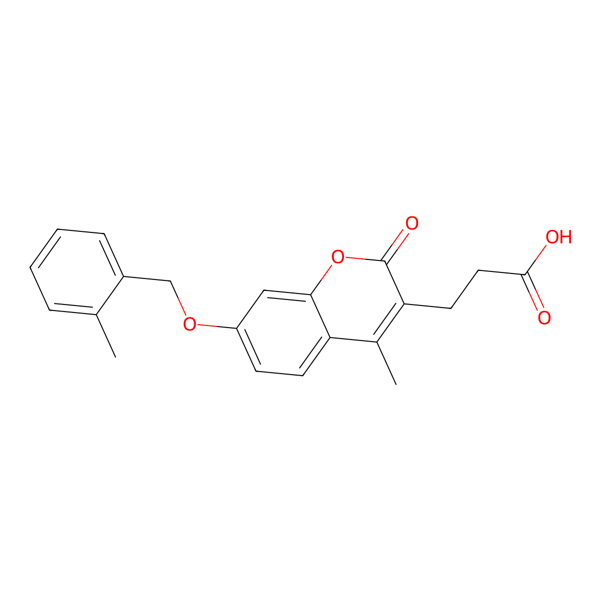 3-{4-methyl-7-[(2-methylbenzyl)oxy]-2-oxo-2H-chromen-3-yl}propanoic acid molecular structure, CAS 858759-28-1