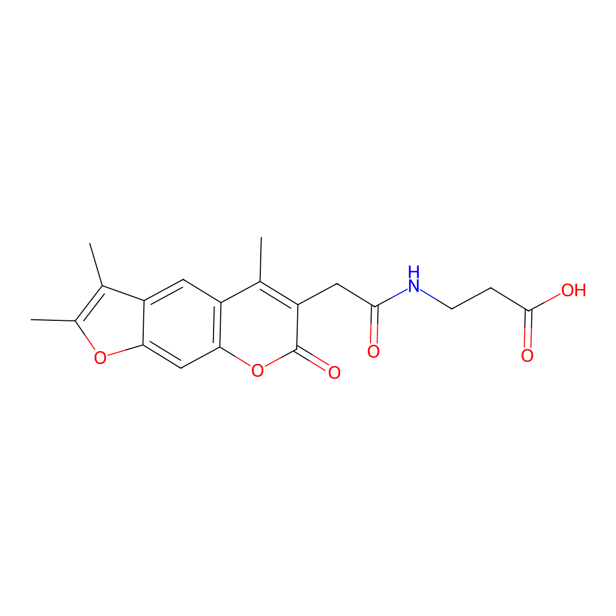 3-{[2-(2,3,5-trimethyl-7-oxo-7H-furo[3,2-g]chromen-6-yl)acetyl]amino}propanoic acid molecular structure, CAS 858759-31-6