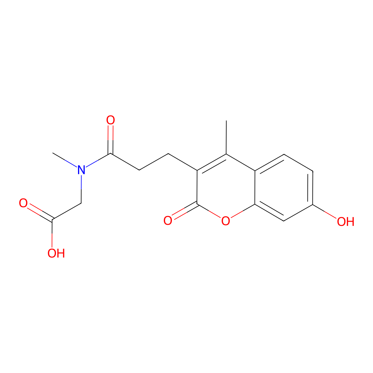 N-[3-(7-hydroxy-4-methyl-2-oxo-2H-chromen-3-yl)propanoyl]-N-methylglycine molecular structure, CAS 858759-38-3