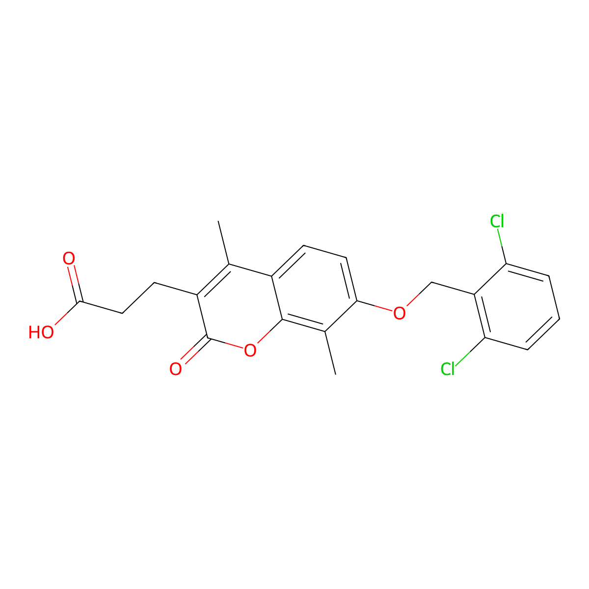 3-{7-[(2,6-dichlorobenzyl)oxy]-4,8-dimethyl-2-oxo-2H-chromen-3-yl}propanoic acid molecular structure, CAS 858759-63-4
