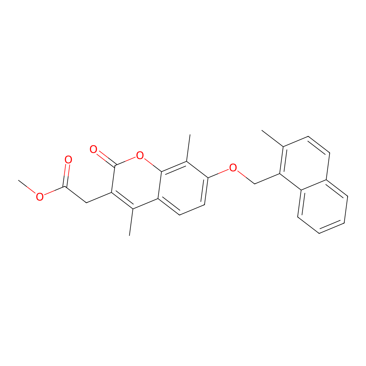 methyl {4,8-dimethyl-7-[(2-methylnaphthalen-1-yl)methoxy]-2-oxo-2H-chromen-3-yl}acetate molecular structure, CAS 858759-87-2
