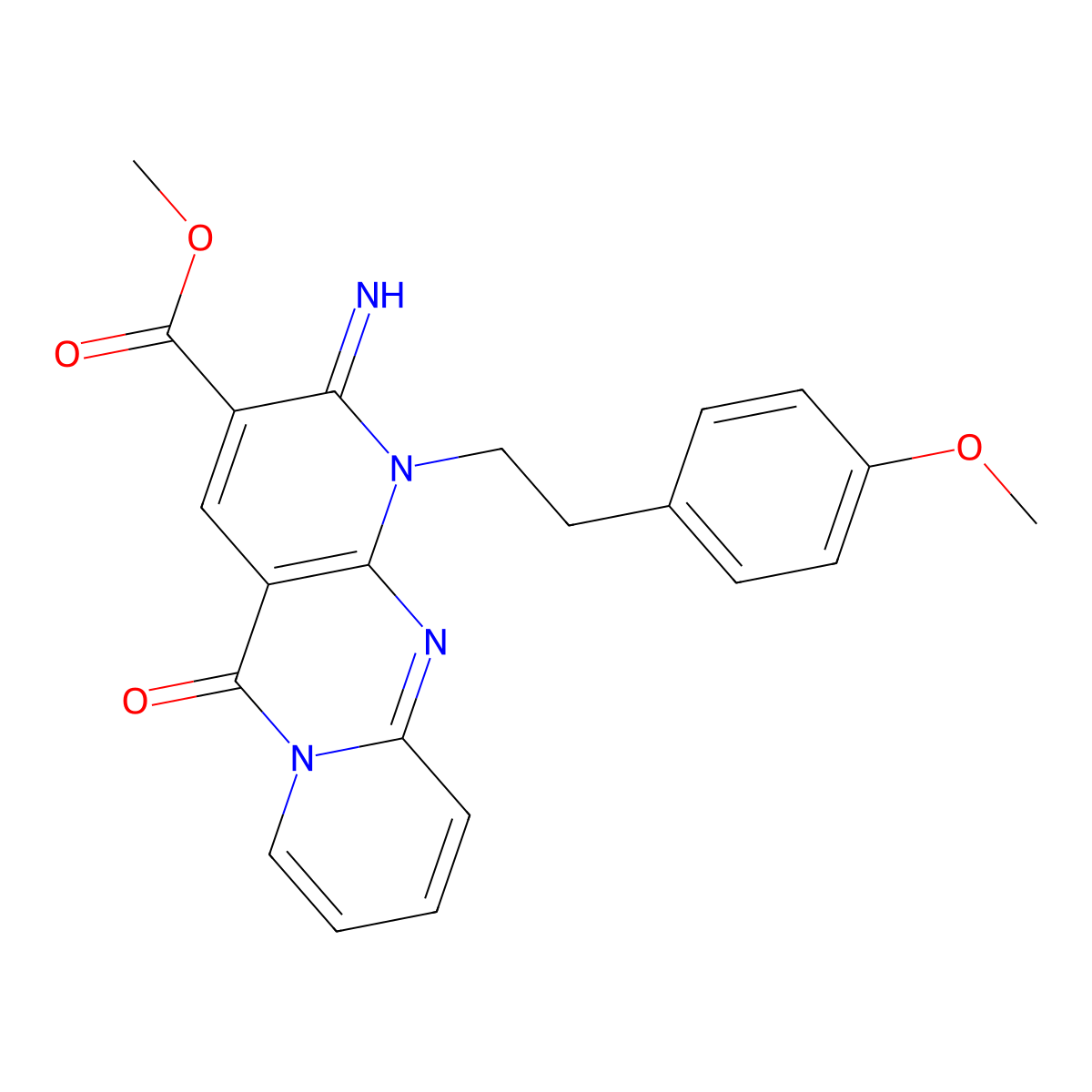 Methyl 6-imino-7-[2-(4-methoxyphenyl)ethyl]-2-oxo-1,7,9-triazatricyclo[8.4.0.0^{3,8}]tetradeca-3(8),4,9,11,13-pentaene-5-carboxylate molecular structure, CAS 858759-97-4