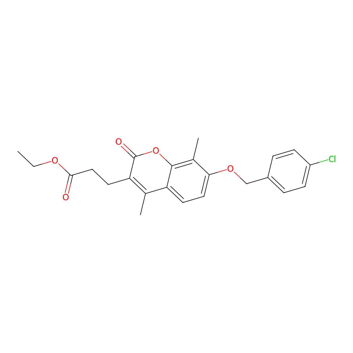 ethyl 3-{7-[(4-chlorobenzyl)oxy]-4,8-dimethyl-2-oxo-2H-chromen-3-yl}propanoate molecular structure, CAS 858760-01-7