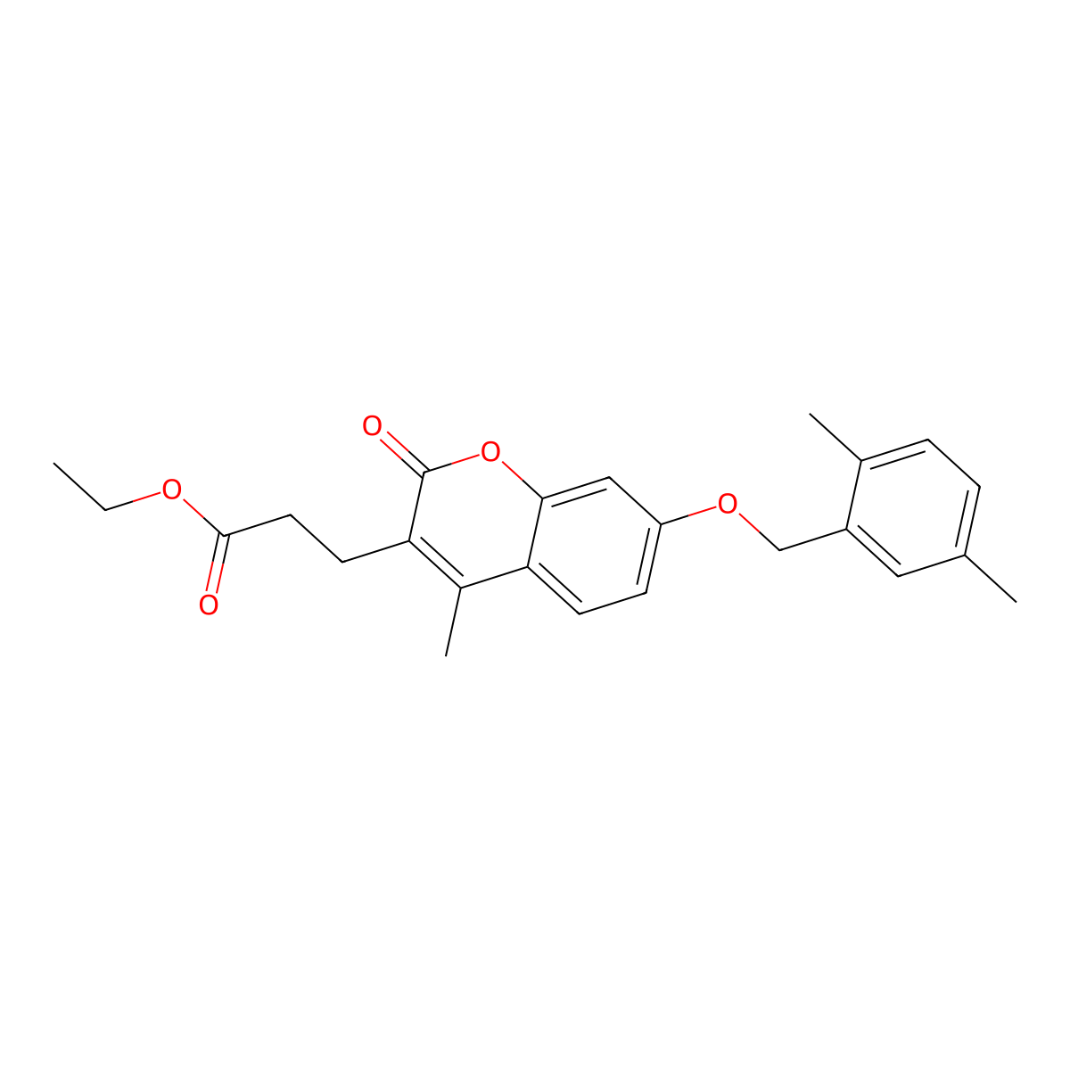 ethyl 3-{7-[(2,5-dimethylbenzyl)oxy]-4-methyl-2-oxo-2H-chromen-3-yl}propanoate molecular structure, CAS 858760-06-2