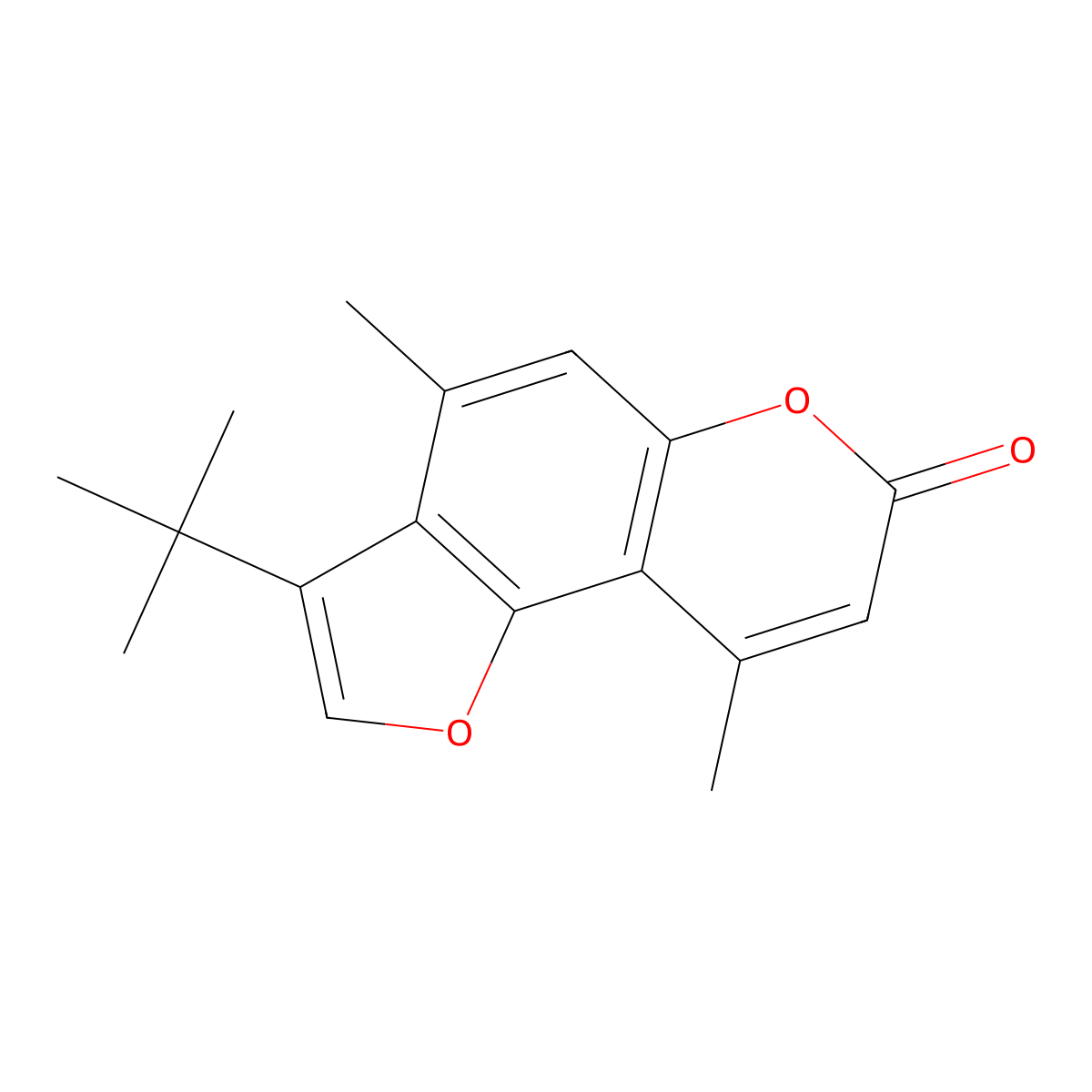 3-tert-butyl-4,9-dimethyl-7H-furo[2,3-f]chromen-7-one molecular structure, CAS 858760-07-3