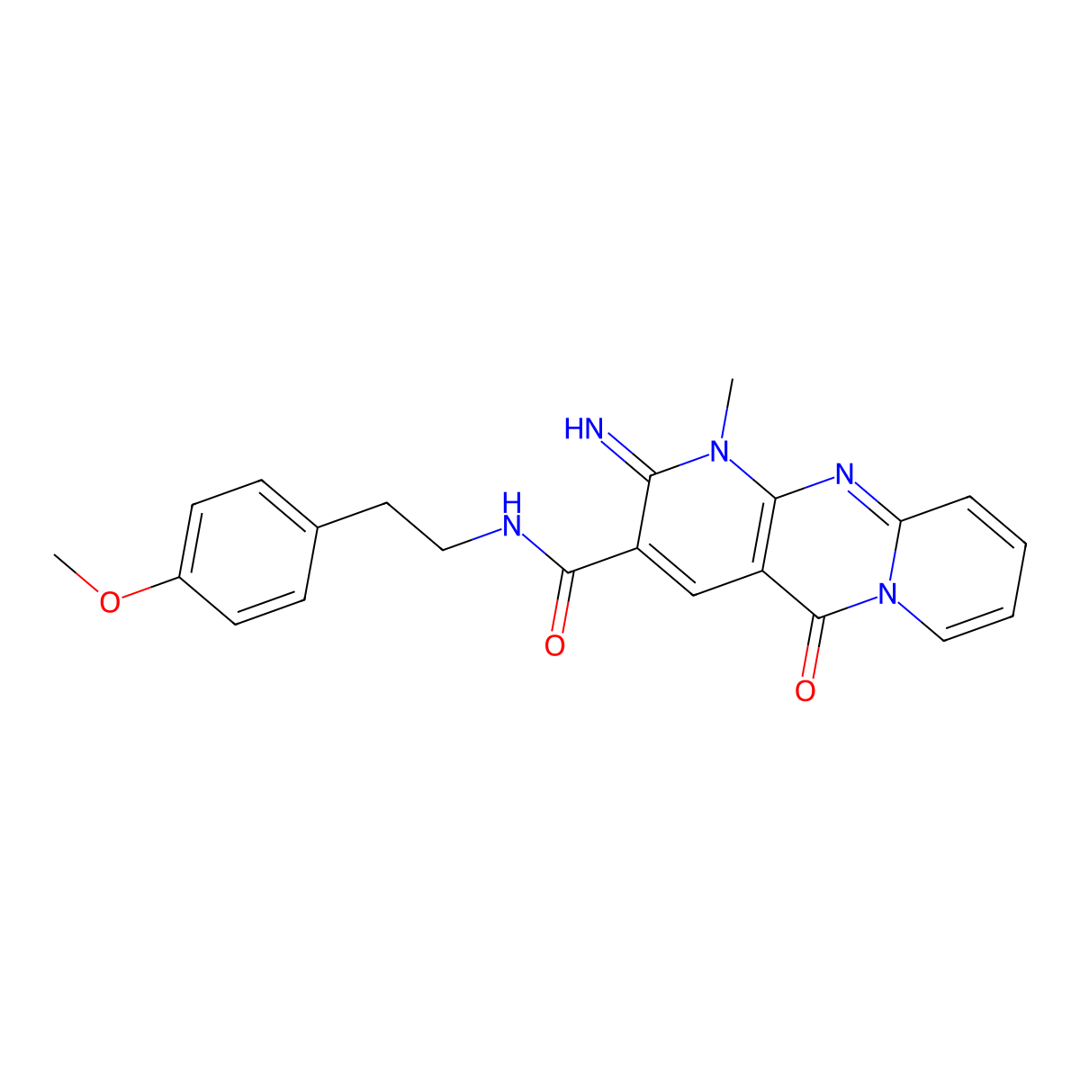 6-imino-N-[2-(4-methoxyphenyl)ethyl]-7-methyl-2-oxo-1,7,9-triazatricyclo[8.4.0.0^{3,8}]tetradeca-3(8),4,9,11,13-pentaene-5-carboxamide molecular structure, CAS 858760-13-1