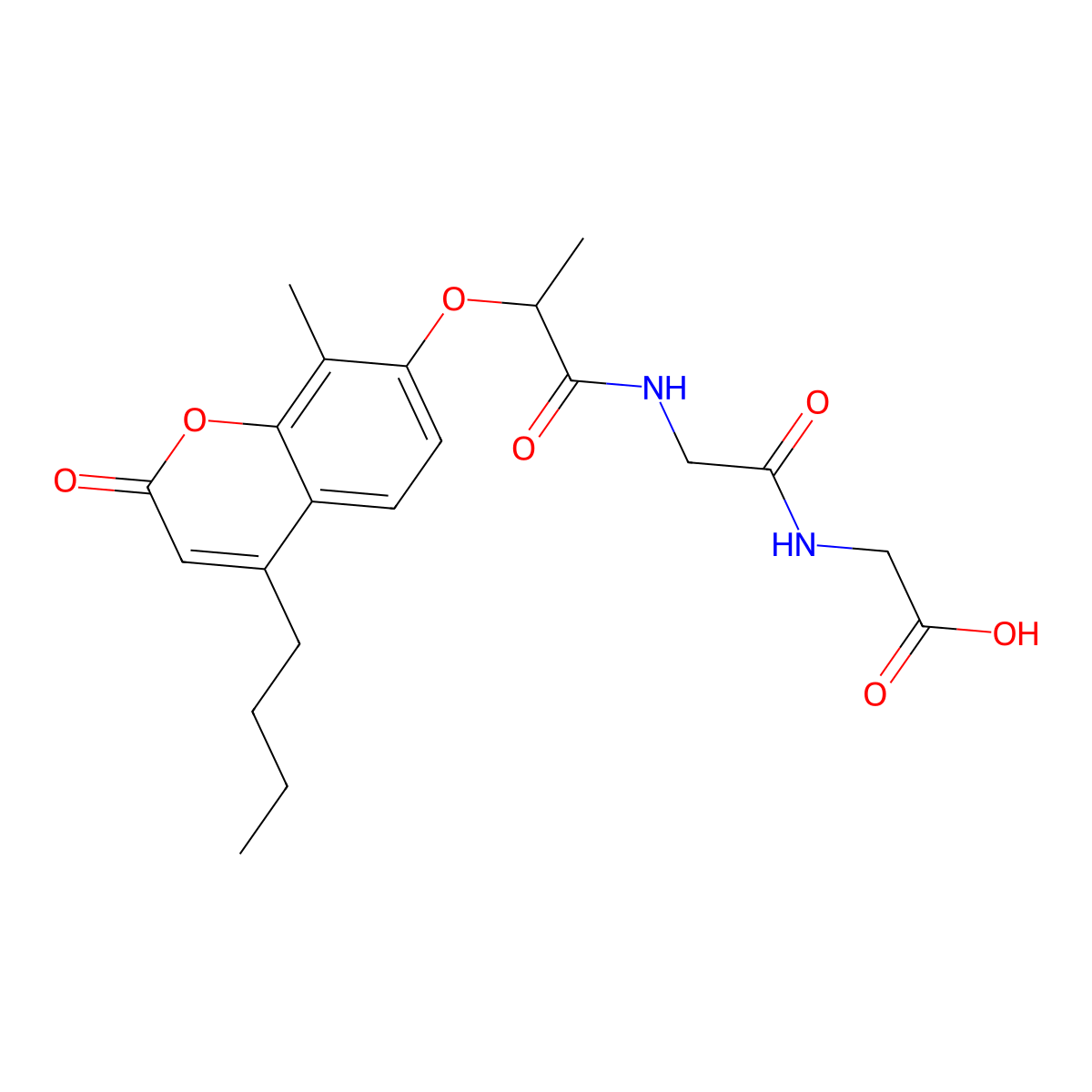 N-{2-[(4-butyl-8-methyl-2-oxo-2H-chromen-7-yl)oxy]propanoyl}glycylglycine molecular structure, CAS 858760-24-4