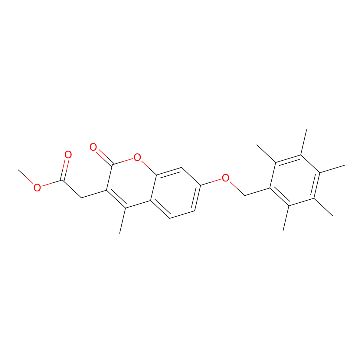 methyl {4-methyl-2-oxo-7-[(pentamethylbenzyl)oxy]-2H-chromen-3-yl}acetate molecular structure, CAS 858760-36-8