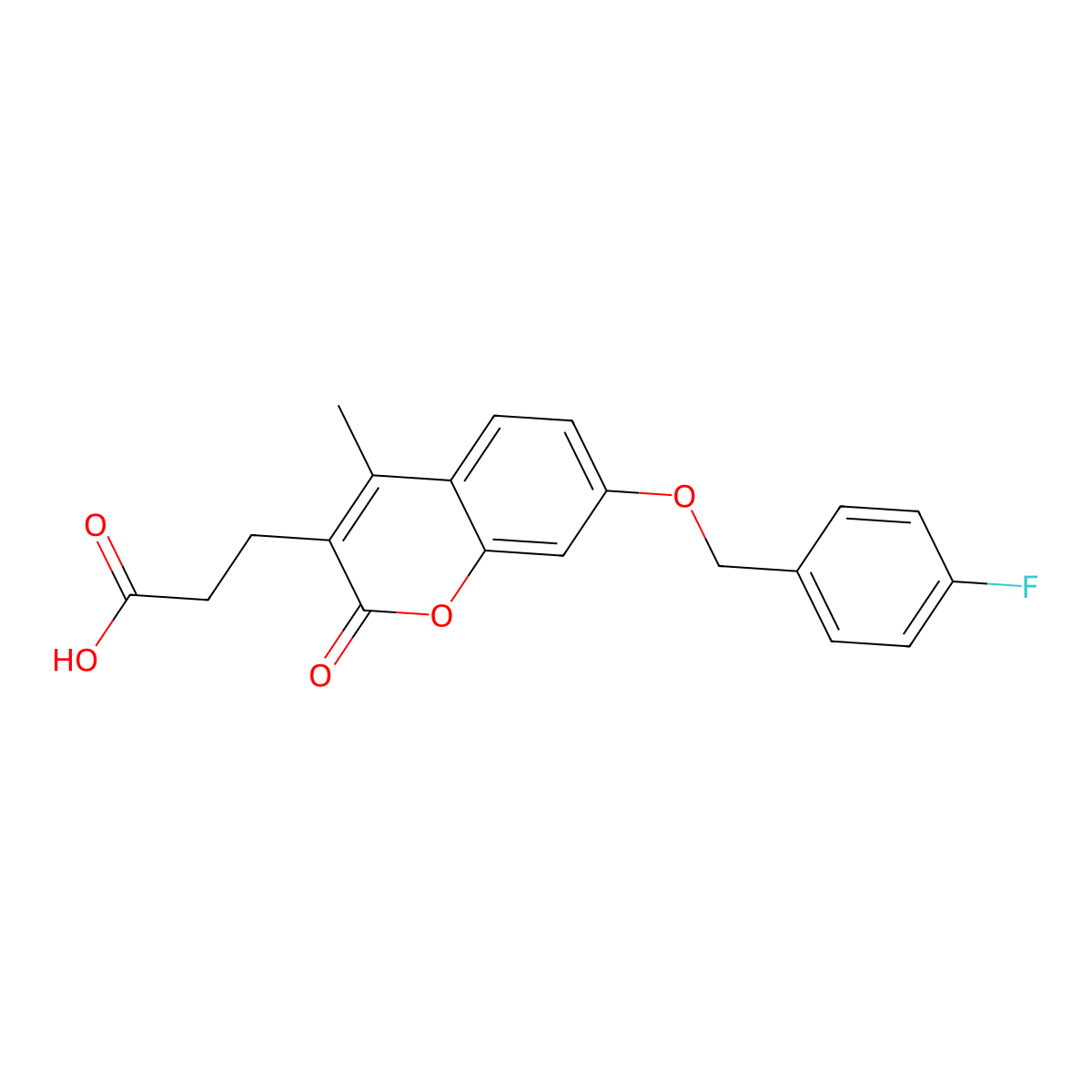 3-{7-[(4-fluorobenzyl)oxy]-4-methyl-2-oxo-2H-chromen-3-yl}propanoic acid molecular structure, CAS 858760-41-5