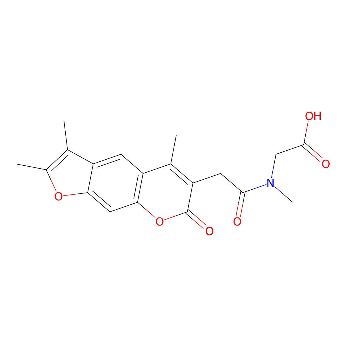 N-methyl-N-[(2,3,5-trimethyl-7-oxo-7H-furo[3,2-g]chromen-6-yl)acetyl]glycine molecular structure, CAS 858760-60-8