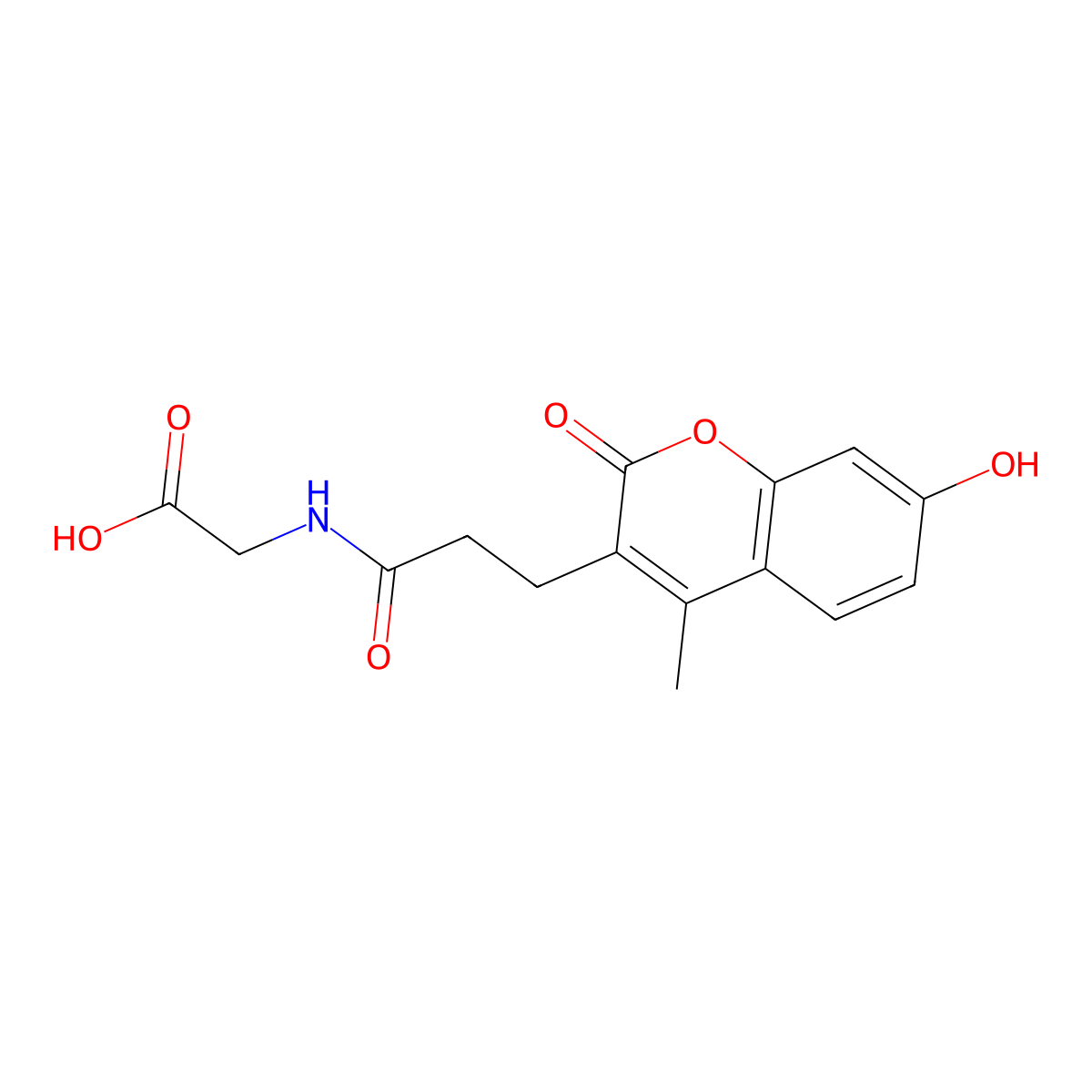 N-[3-(7-hydroxy-4-methyl-2-oxo-2H-chromen-3-yl)propanoyl]glycine molecular structure, CAS 858760-73-3