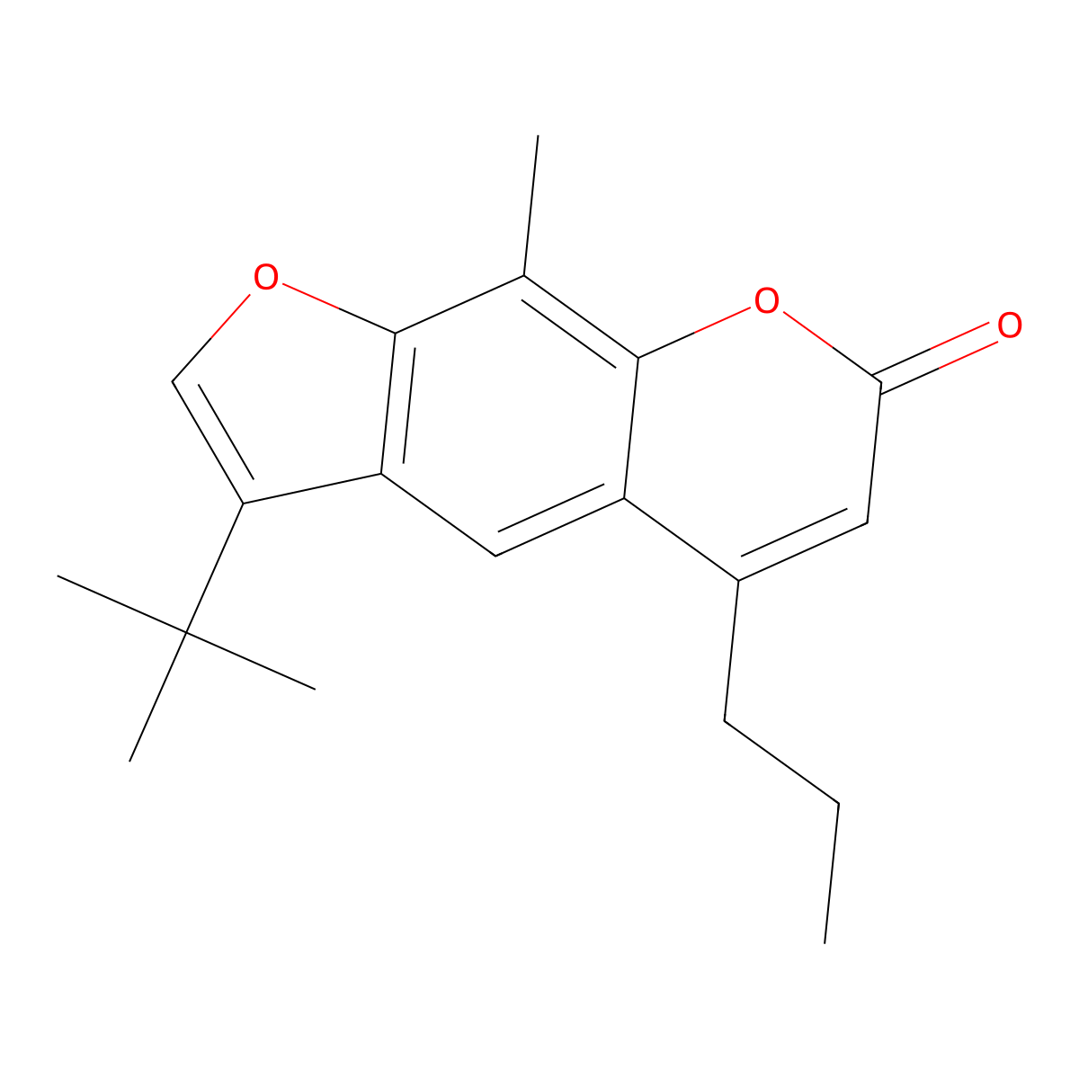 3-tert-butyl-9-methyl-5-propyl-7H-furo[3,2-g]chromen-7-one molecular structure, CAS 858760-92-6